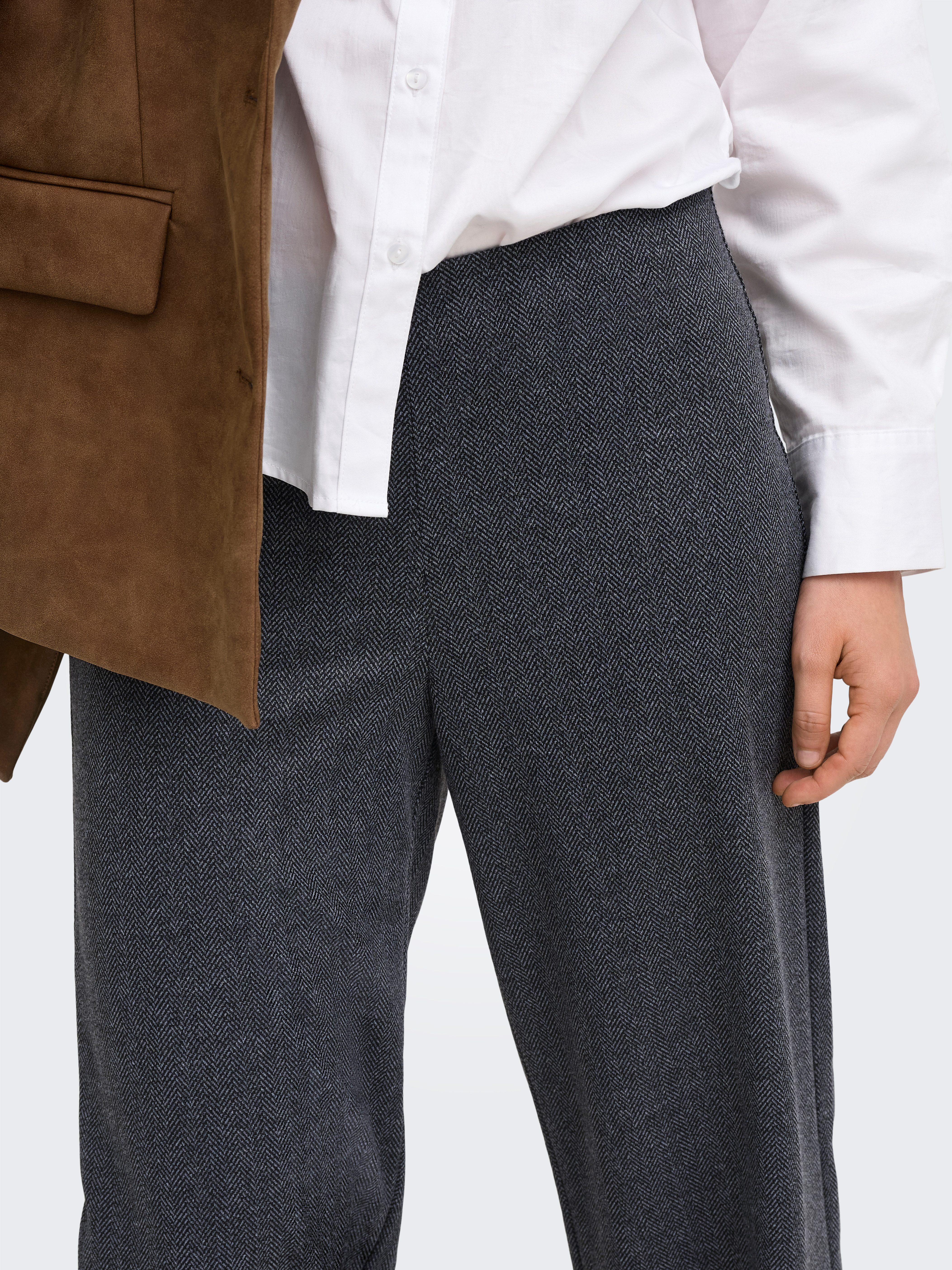 ONLY Anzughose ONLBREMEN MW HERRINGBONE WIDE PANT PNT Materialmix – Bild 2 von 5