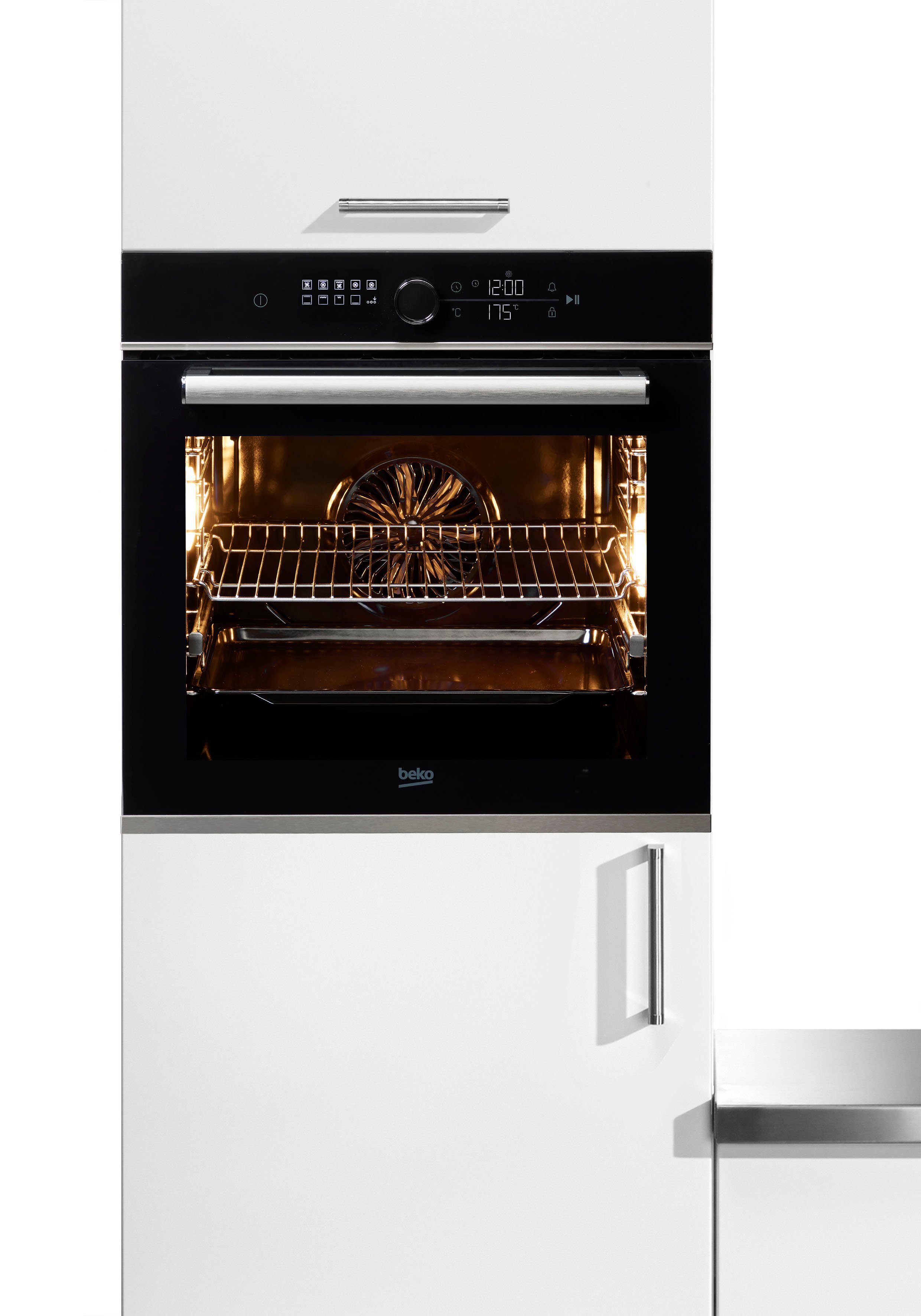 BEKO Einbaubackofen BBIM13400XS, mit 1-fach-Teleskopauszug, SteamShine, Gleichmäßige Heißluft für perfekte Ergebnisse dank Aeroperfect