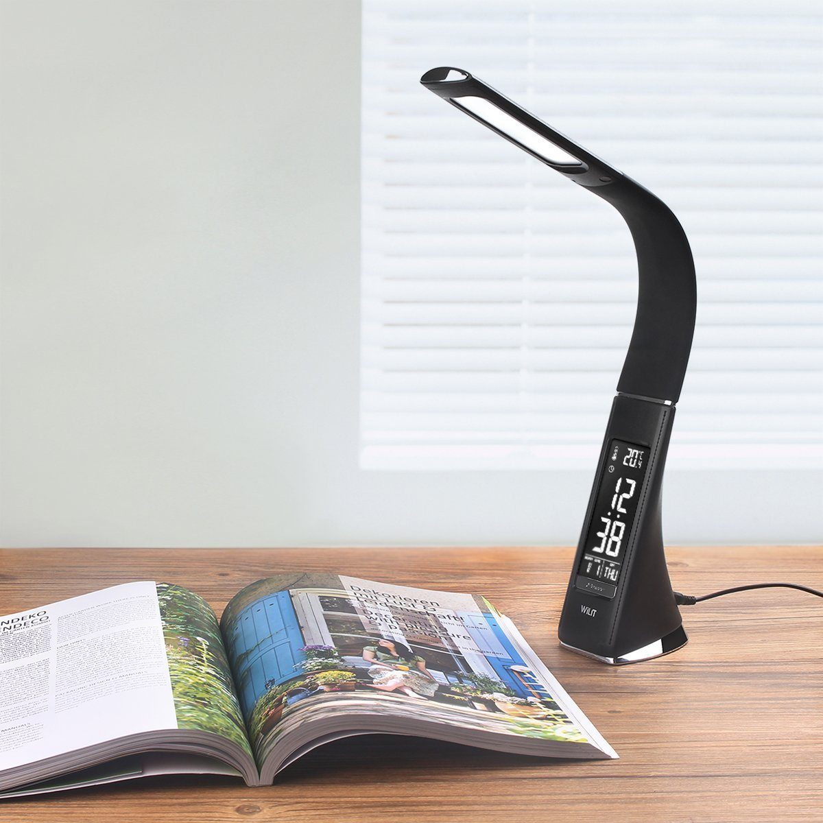 WILIT LED Schreibtischlampe Lederoptik Schreibtischlampe, dimmbar, günstig online kaufen
