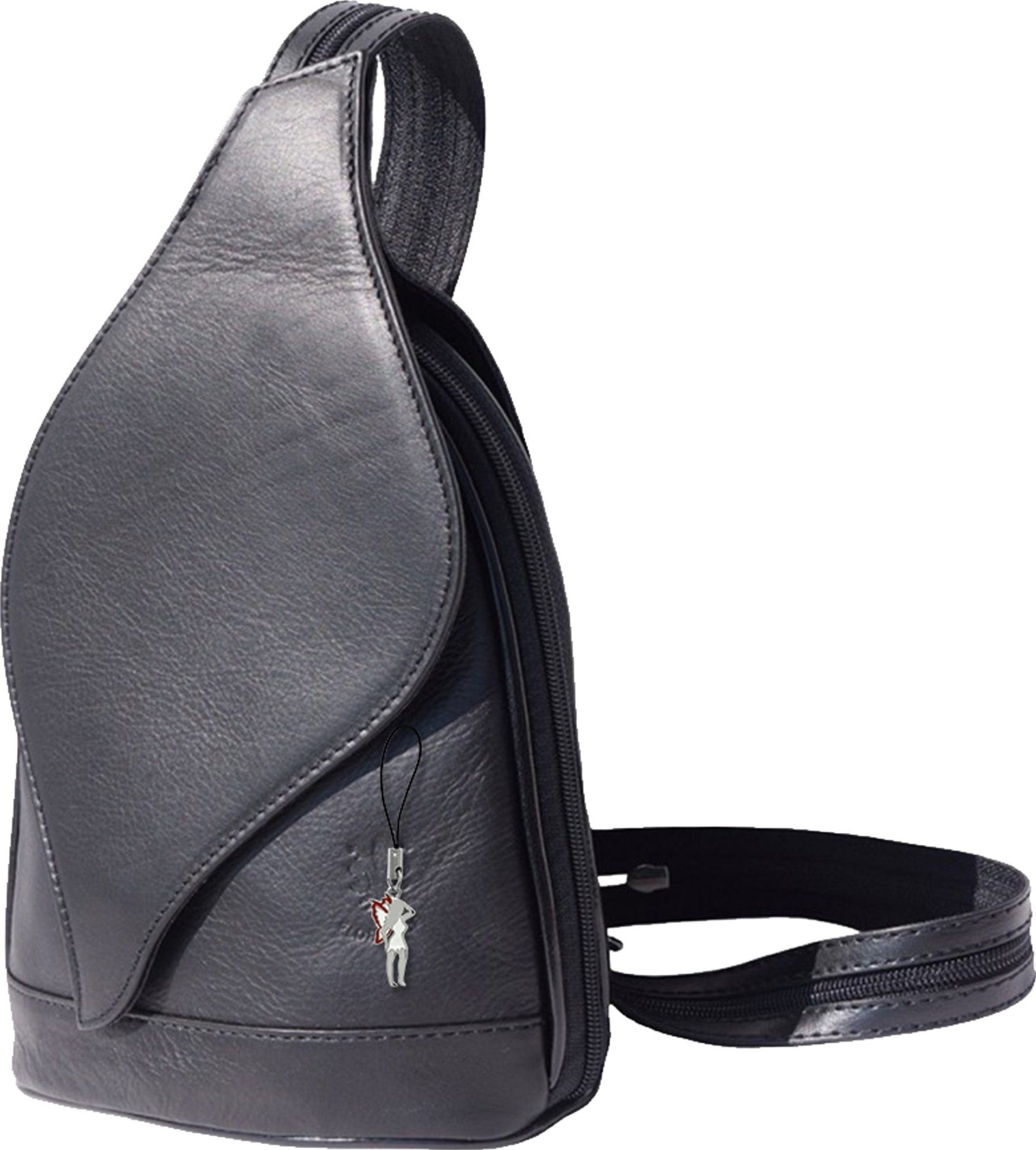 FLORENCE Handtasche OTF602X Florence Damen Rucksack Schultertasche (Cityrucksack), Damen Leder Cityrucksack, Schultertasche, rot-schwarz ca. 18cm