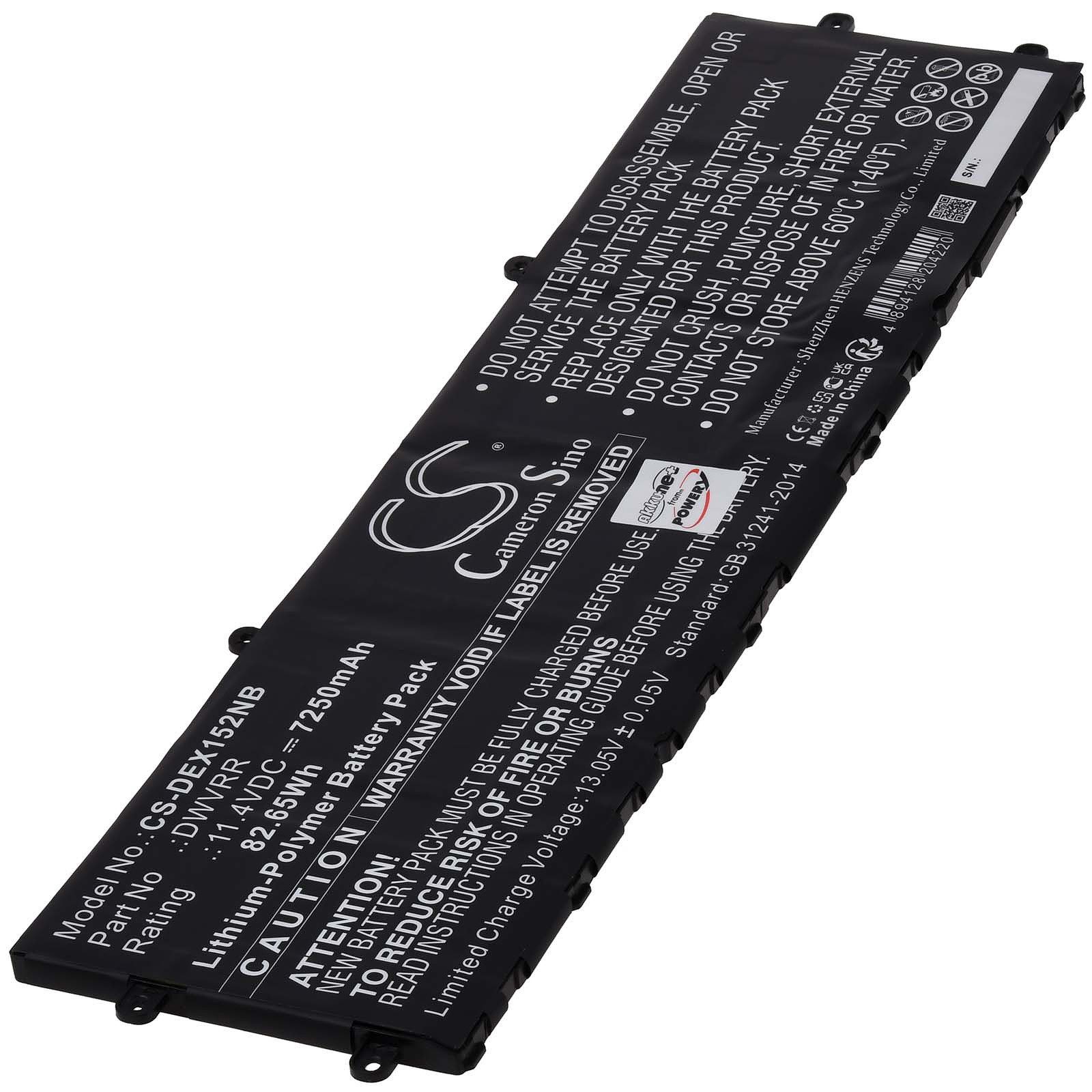 Powery Akku für Dell X15 R2 X15 R2 397 X15 R2 8PYH6 Laptop-Akku 7250 mAh (11.4 V)