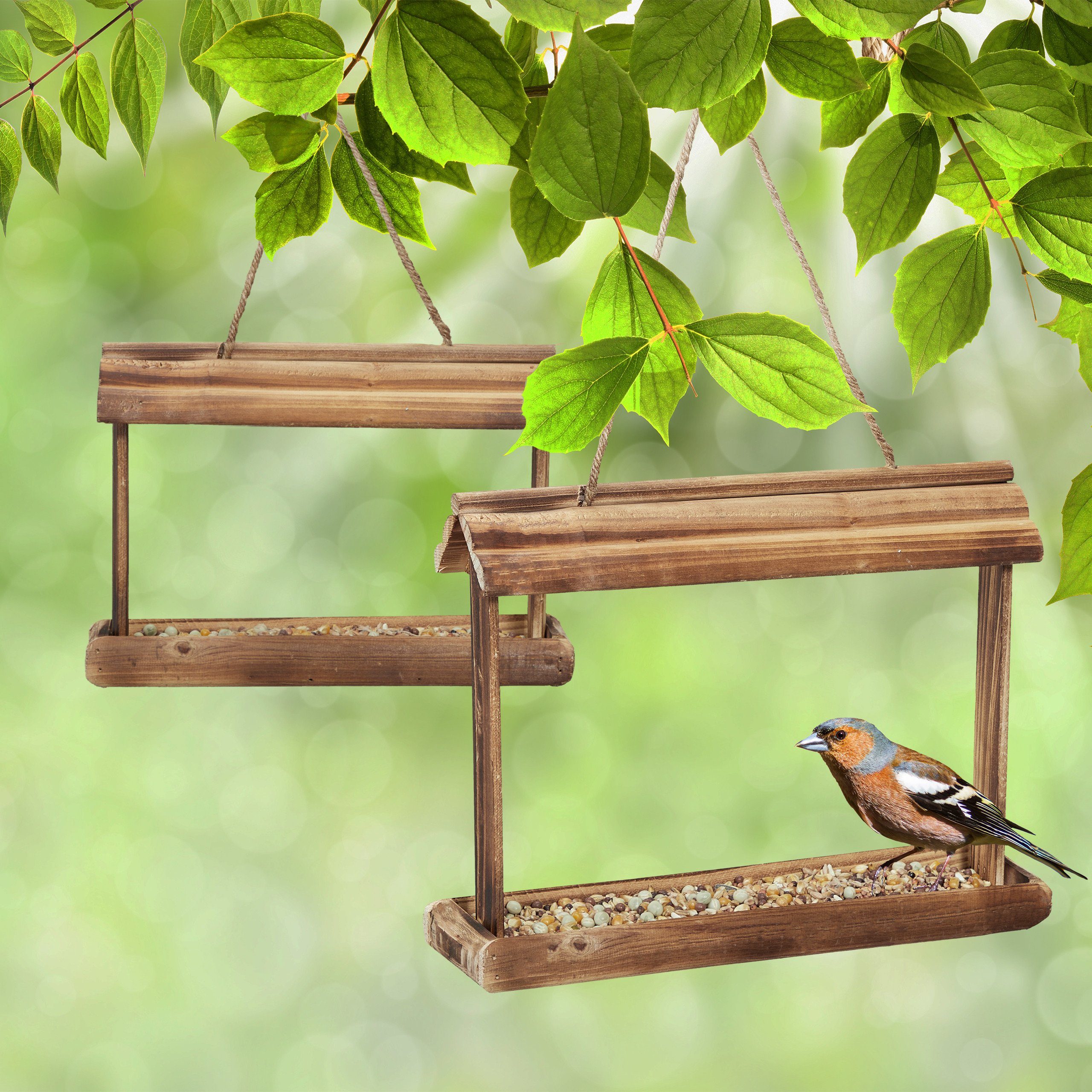 relaxdays Vogelhaus 2x Vogelfutterhaus aus Holz günstig online kaufen
