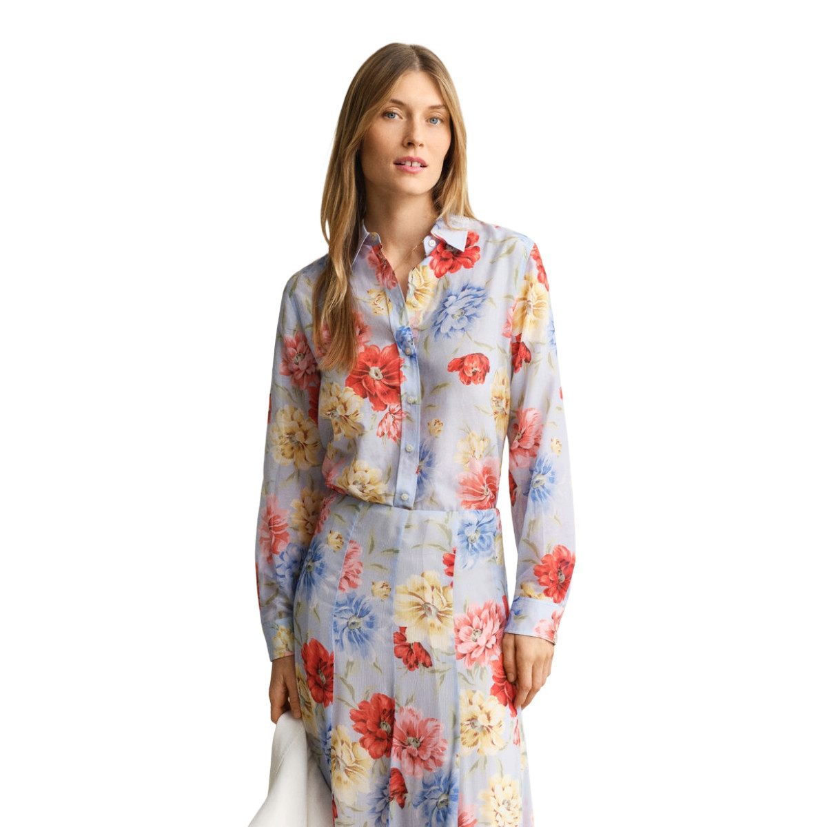 Gant Seidenbluse 4300634 Damenbluse floral aus Baumwoll-Seiden-Mix
