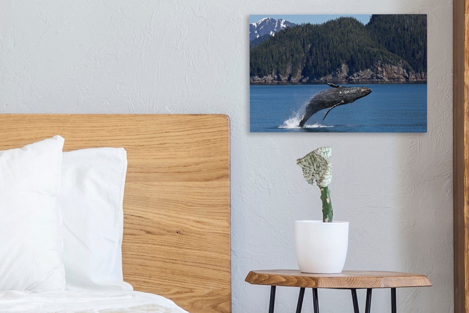 OneMillionCanvasses® - Leinwandbilder, Wandbild cm (1 Leinwandbild - Wanddeko, Nordamerika Aufhängefertig, 30x20 St), Wale, Meer