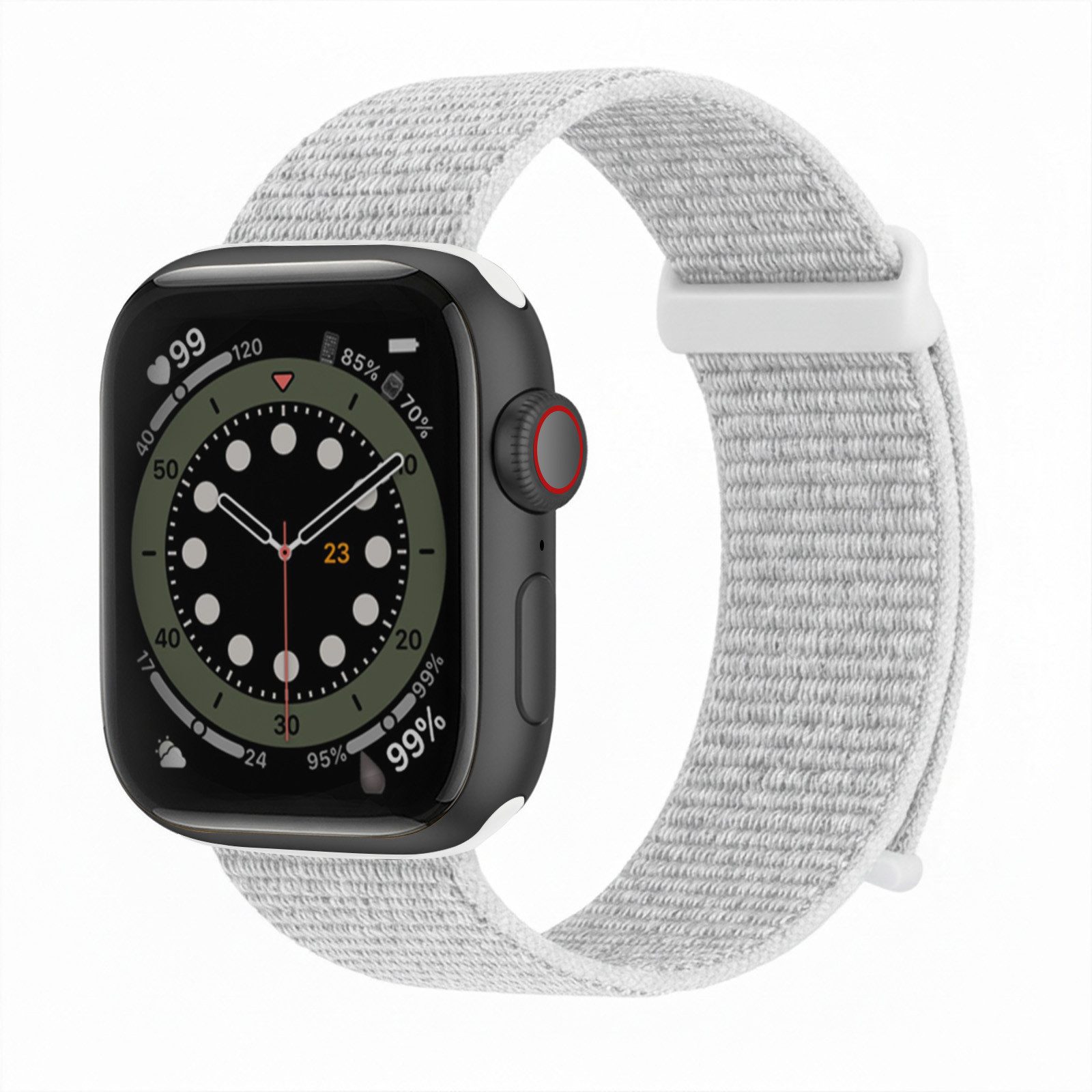 Tec-Expert Smartwatch-Armband für Apple Watch SE 3 44 mm Armband Ersatz Wechsel Band, Nylon Textil mit Klettverschluss, stufenlos Verstellbar, atmungsaktiv