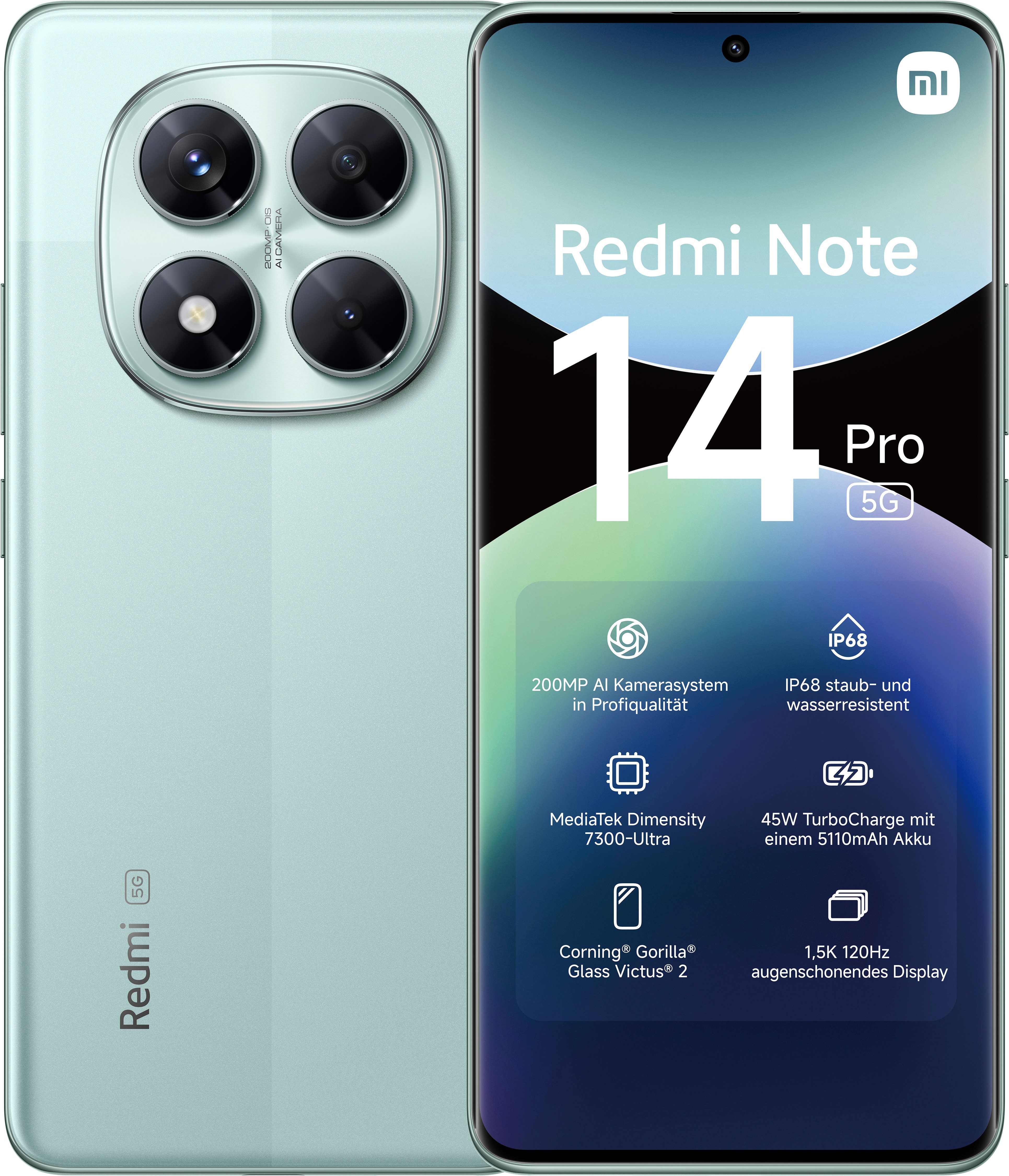 Xiaomi Redmi Note 14 Pro 5G Smartphone (16,94 cm/6,67 Zoll, 256 GB Speicherplatz, 200 MP Kamera)