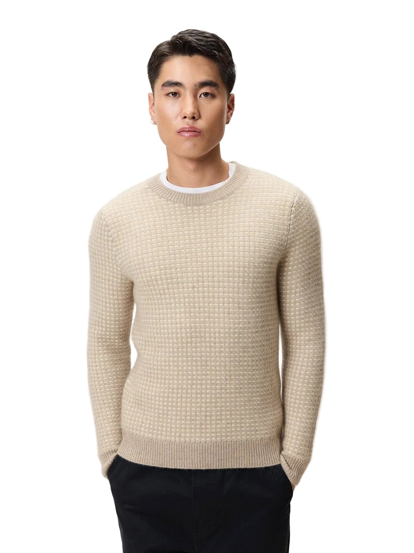 GOBI Cashmere Rundhalspullover Herren Kaschmir-Pullover im Waffelstrick