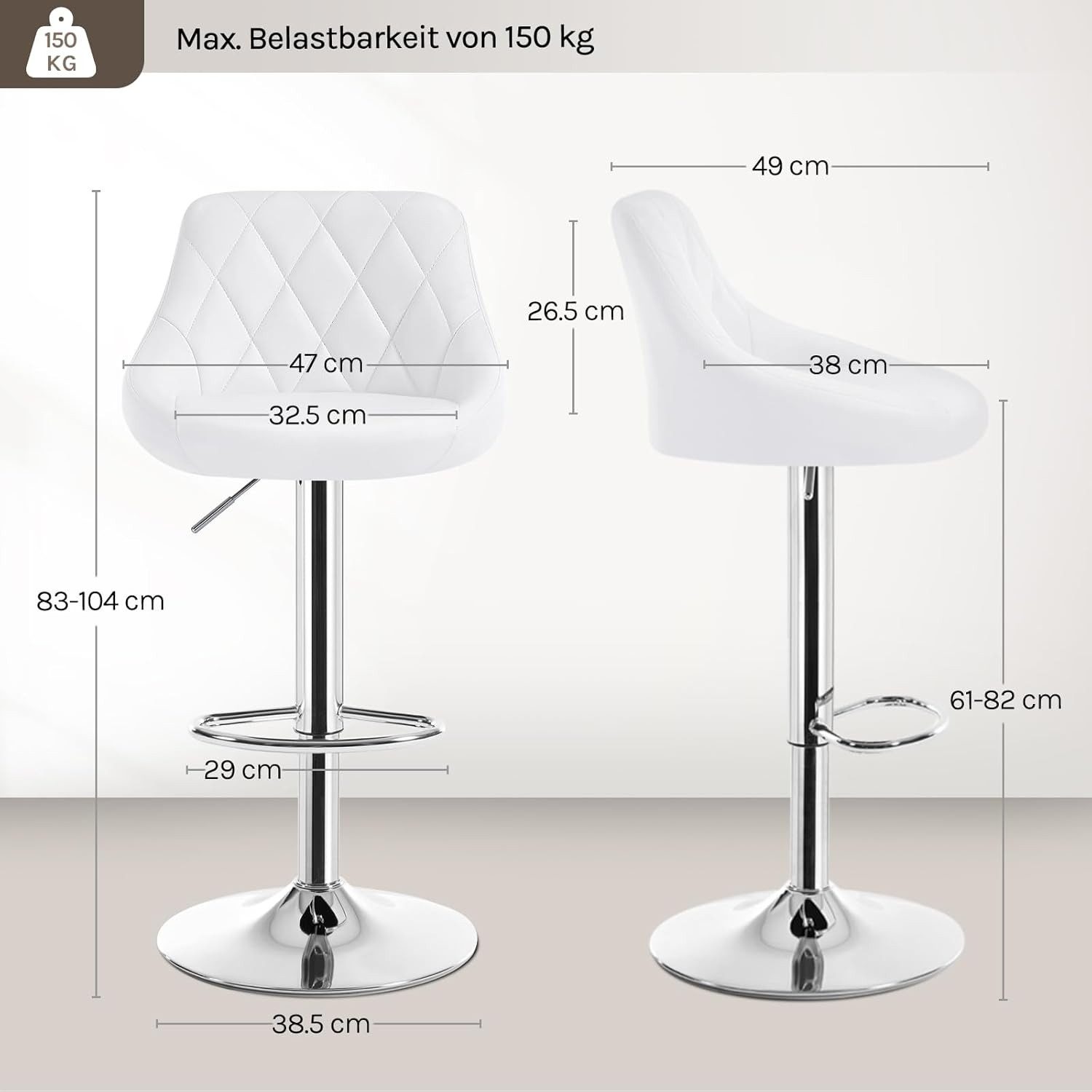 Woltu Barhocker (1 St), gepolsterte Sitzfläche Höhenverstellbar 360° Drehbar