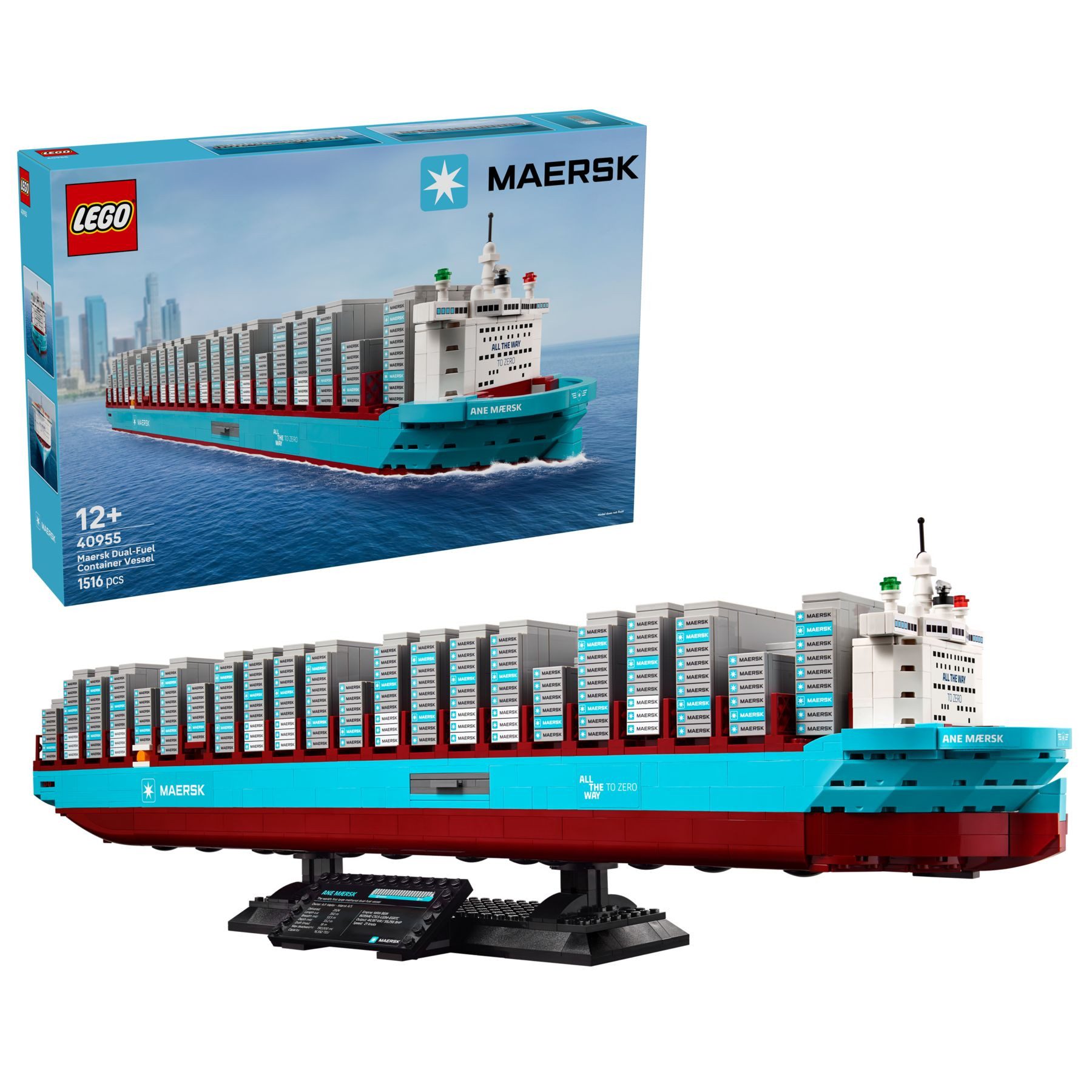 LEGO® 40955 Maersk-Containerschiff mit Zweistoffantrieb Konstruktionsspielsteine, (Set, 1516 Teile)