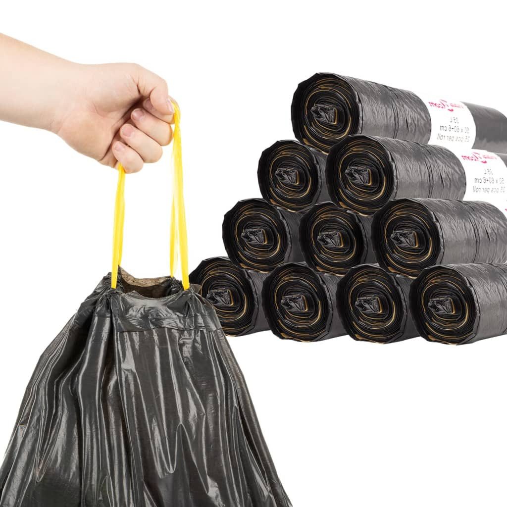vidaXL Müllbeutel Müllsäcke mit Zugband 150 Stk. Schwarz 240 L