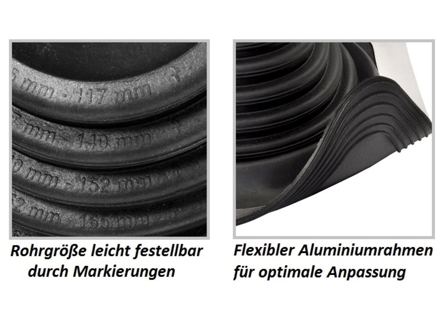 Silisto Dichtmanschette Rohrmanschetten EPDM für Rohr Ø6,4-70mm, Grundfl. 114x114mm