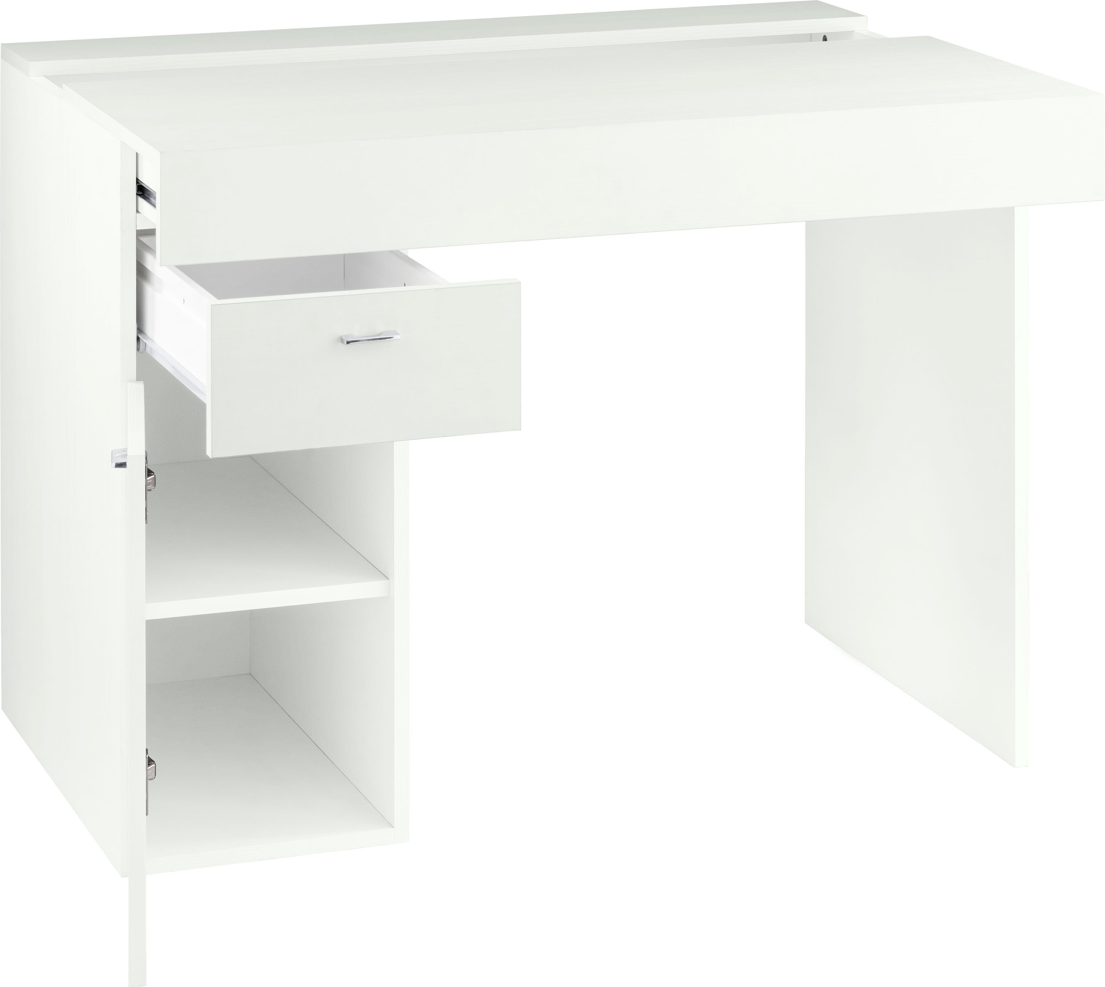 Tecnos Schreibtisch Sliding, Tischplatte ausziehbar weiß weiß larice | larice