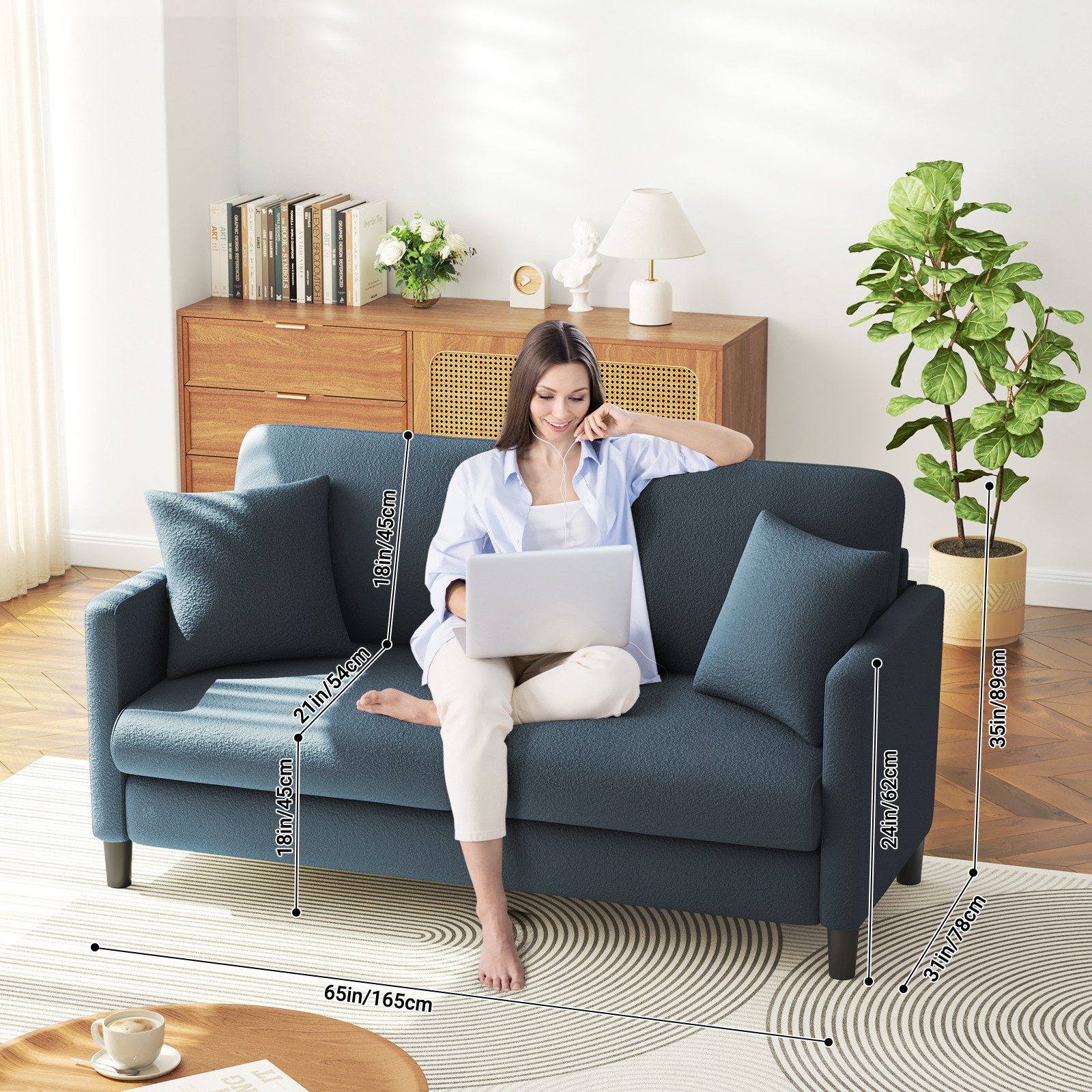OUNUO Sofa 2 Sitzer Couch Bonnelfederkern günstig online kaufen