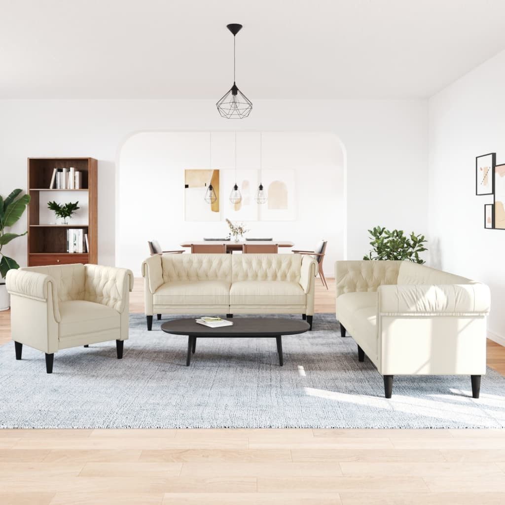 vidaXL Sofa 3-tlg. Sofagarnitur Creme Stoff günstig online kaufen