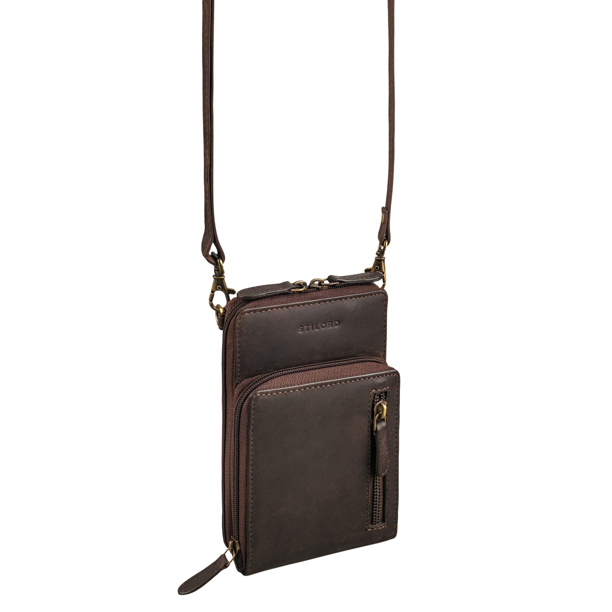 STILORD Handtasche "Payton" 2-1 Leder Handytasche mit Geldbörse zum Umhängen