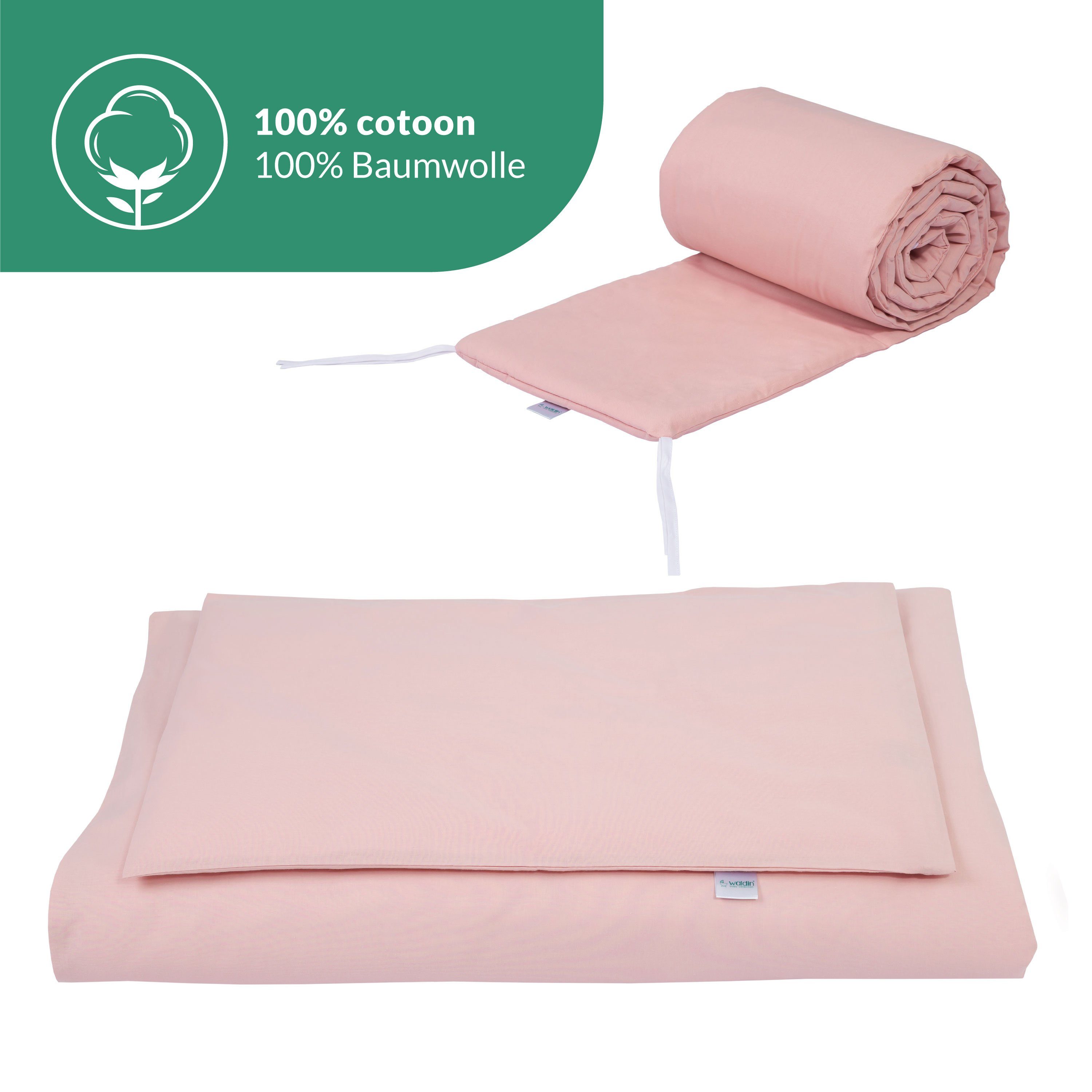 Waldin Babybett Mobiles Babybett aus Holz 7in1 mit Matratze, mitwachsend