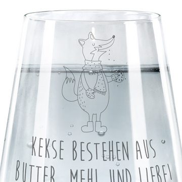 Mr. & Mrs. Panda Glas Fuchs Keks - Transparent - Geschenk, Trinkglas mit Gravur, Spülmaschi, Premium Glas, Hochwertige Gravur