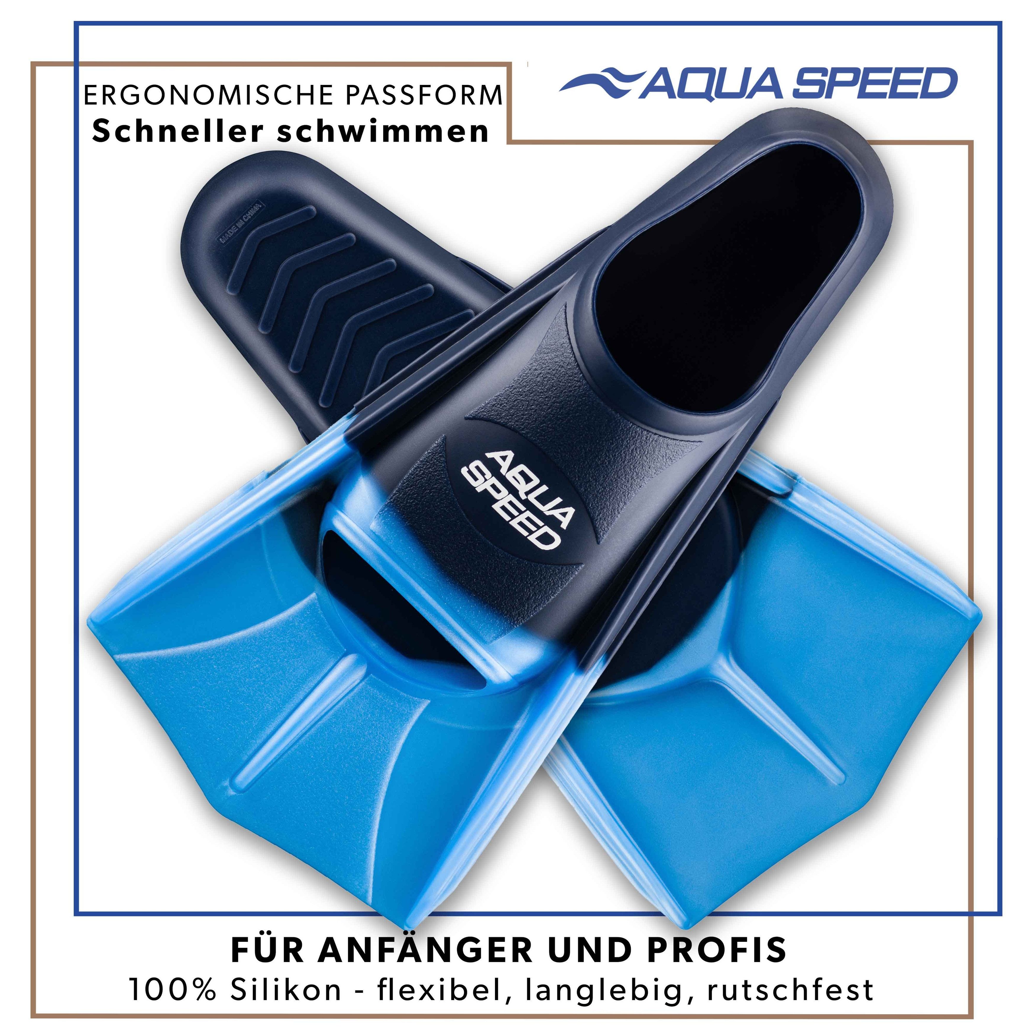 Aqua Speed Flosse Kurze Trainingsflossen Hoher Vortrieb Perfekt für Schwimmtraining, Maximale Kraftübertragung durch verstärkte Seitenelemente
