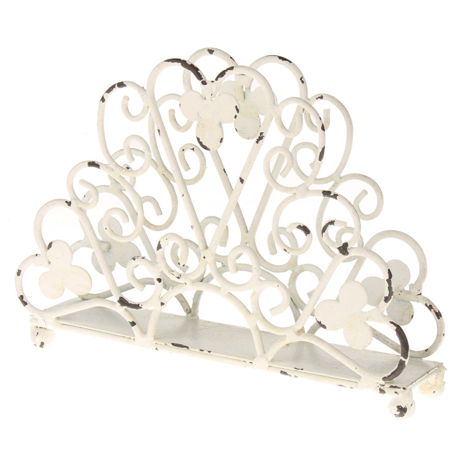 Macosa Home Серветкиhalter Серветкиständer vintage Antik-Weiß Metall Aufbewahrung 16x12 cm, Metall, Tischdeko weiß Metall vintage Landhaus