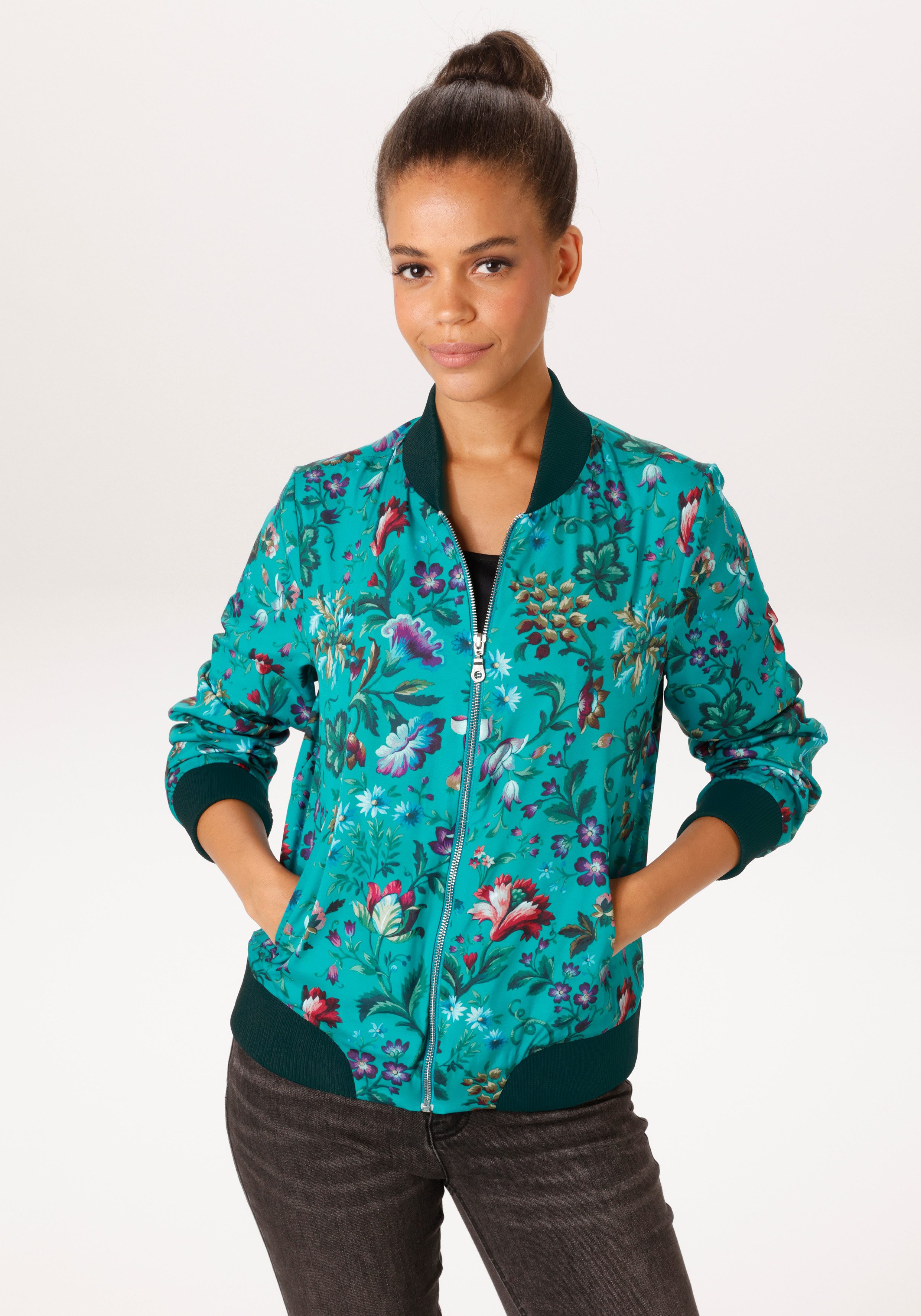 Aniston CASUAL Blouson mir farbharmonischen Blumen bedruckt - NEUE KOLLEKTI günstig online kaufen
