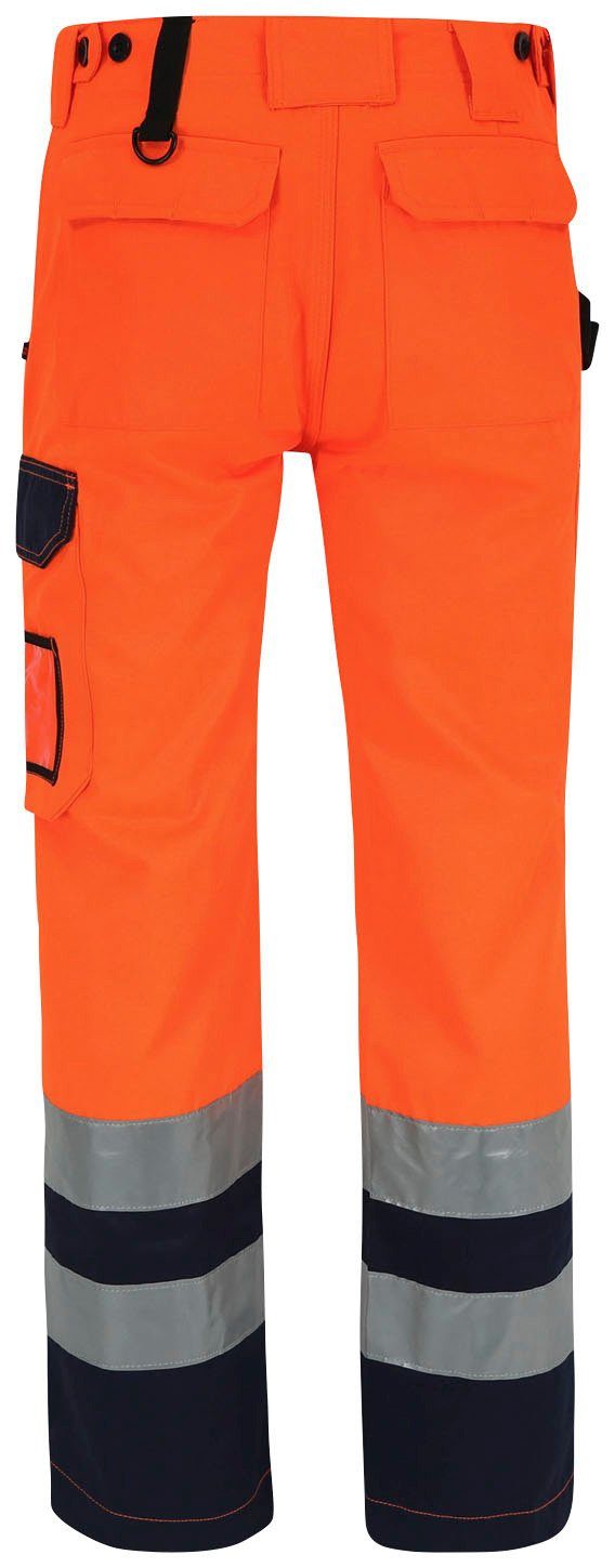 Herock Arbeitshose Olympus Hochsichtbar Hose Bund Taschen, Schlaufen, Wasserabweisend, verstellbarer neonorange-marine 2 viele