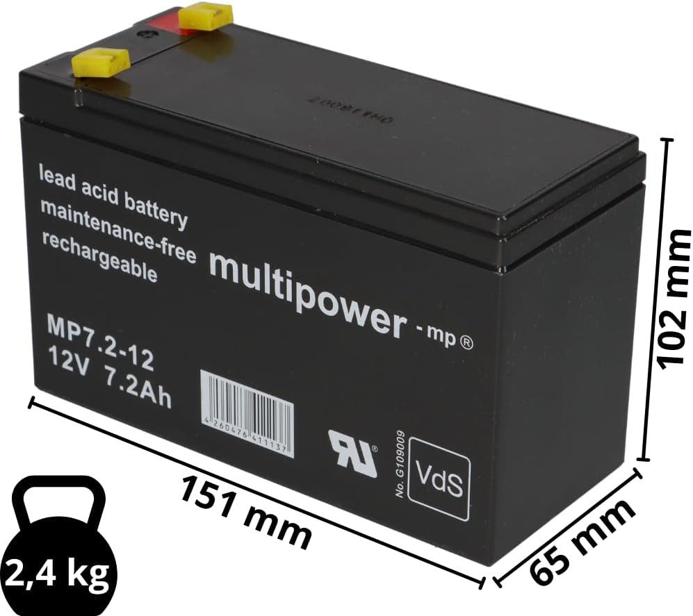Multipower MultiPower MP7.2-12V 7200mAh 12V 7,2Ah AGM Bleiakkus (1 St)