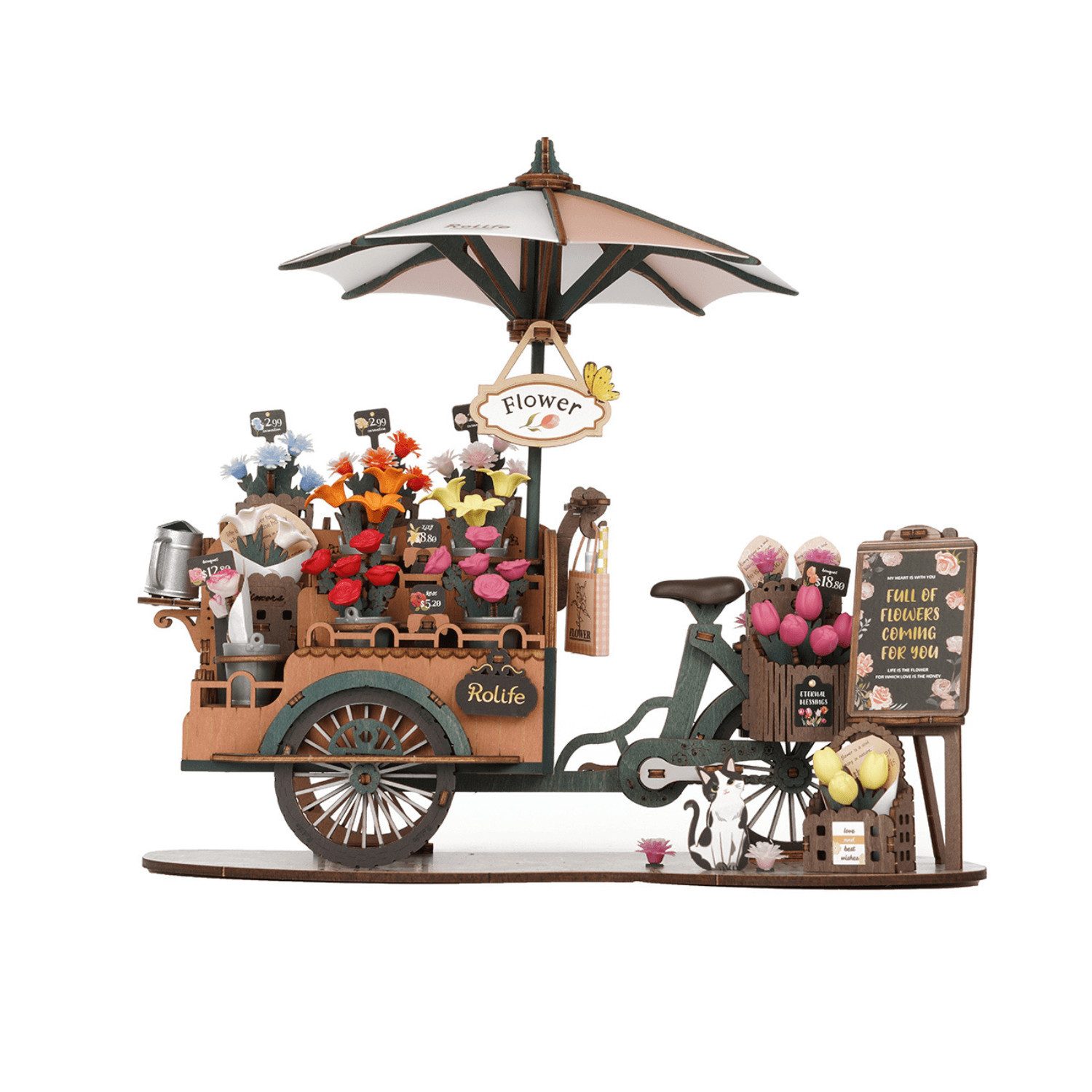 Robotime 3D-Puzzle Blumenfahrrad Rolife 3D Puzzle, 187 Puzzleteile