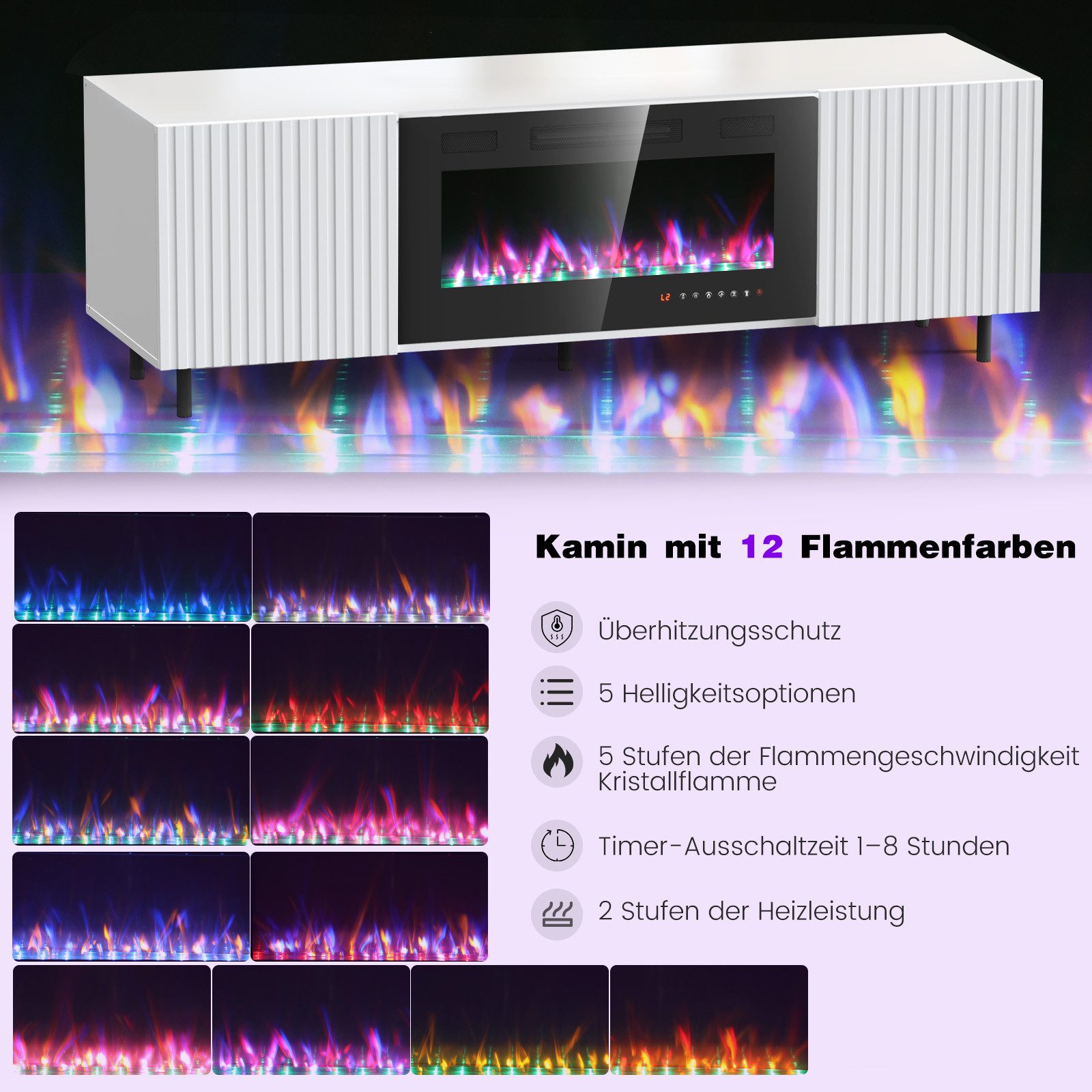 oyajia Elektrokamin Elektrischer Kamin mit TV Schrank, Heizung, 3D-Flammene günstig online kaufen