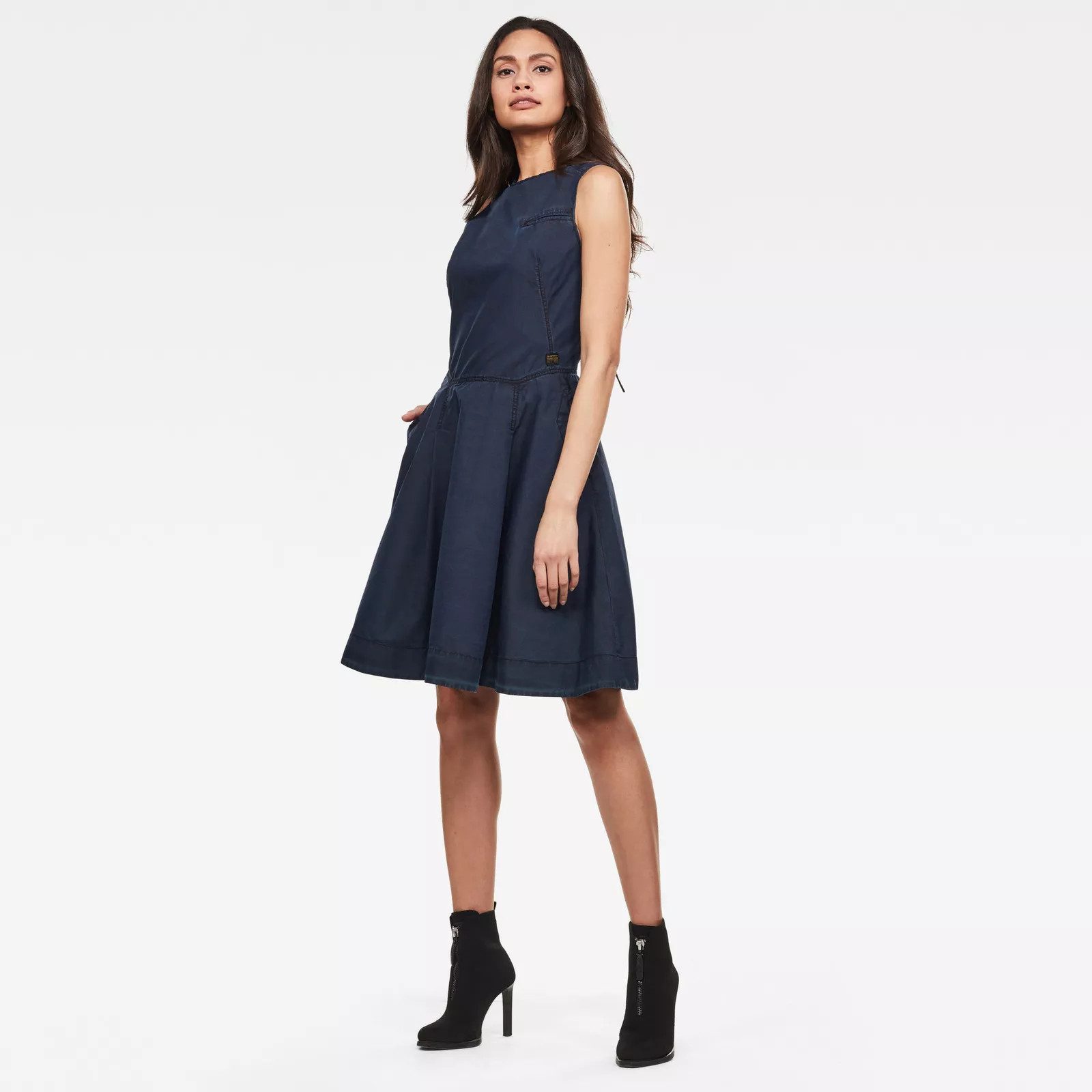 G-STAR Jeanskleid Damen Kleider Fit and Flare Dress Sleeveless Rinsed Size günstig online kaufen