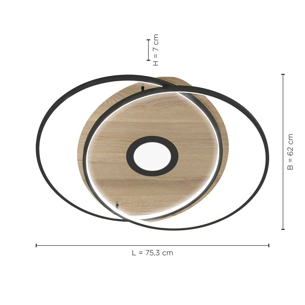 Dimmfunktion, dimmbar mit CCT-Farbtemperaturregelung, Leuchtmittel, Home, Holzdekor rund Fernbedienung, Lichtfarbwechsel, APP Neuhaus Deckenlampe CCT Smarte Q-AMIRA Memoryfunktion, Smart Paul LED-Leuchte Home, Smart LED