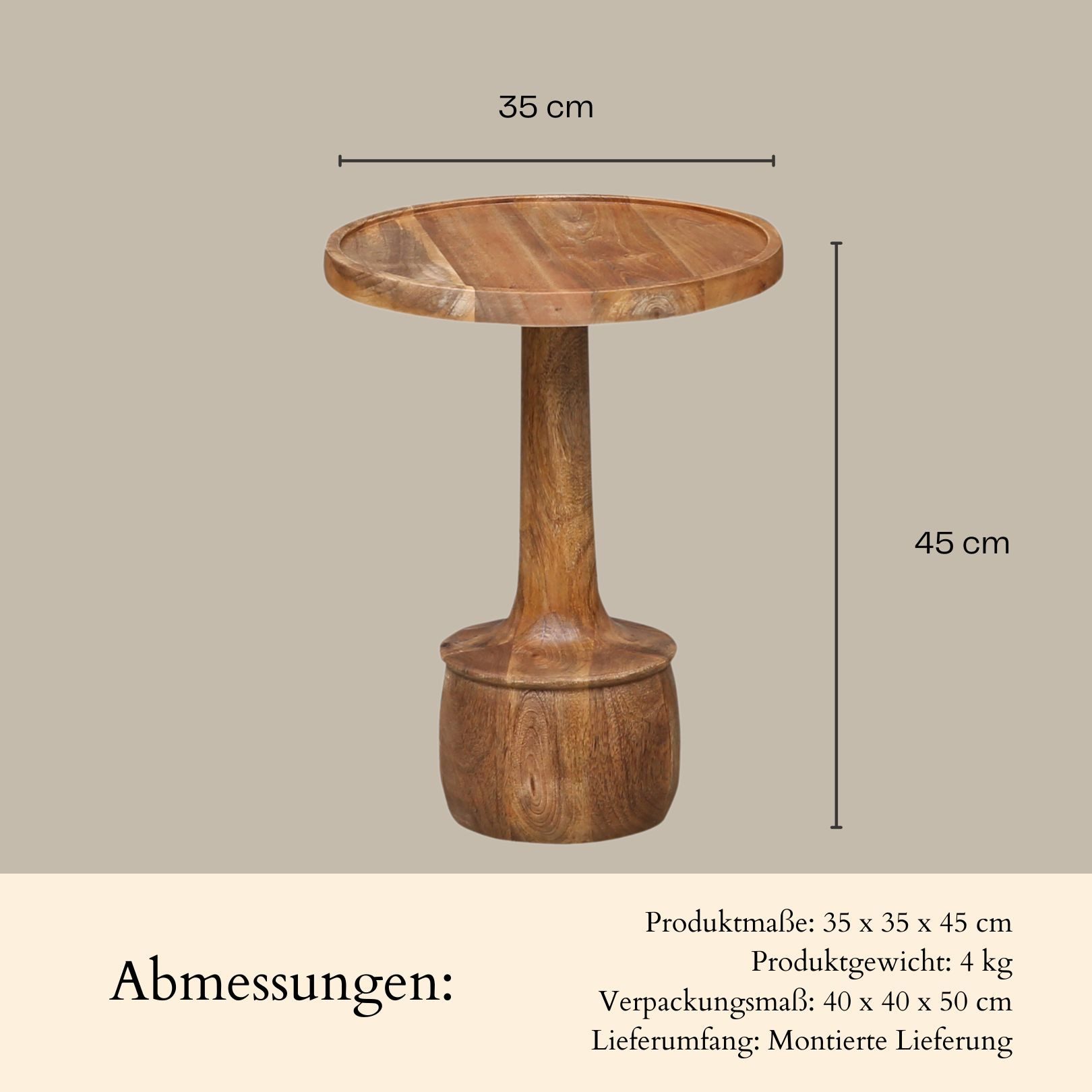 Marrakesch Orient & Mediterran Interior Beistelltisch Boho Beistelltisch Accursia modern aus Mangoholz Möbel massiv 35 cm (1-St), Handarbeit