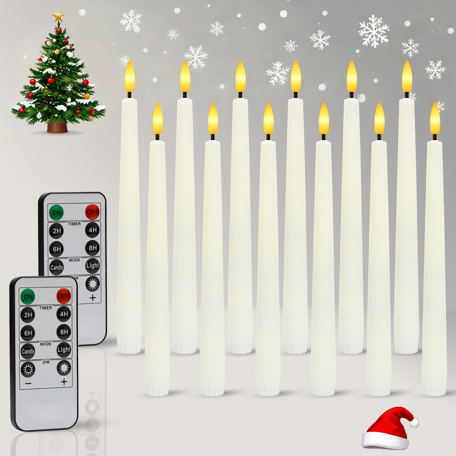 kisidus LED-Kerze LED Weihnachtskerzen mit Timerfunktion 2.2 x 25cm (Flacke günstig online kaufen