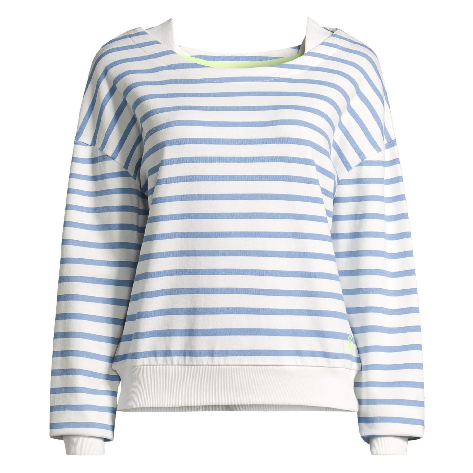 salzhaut Streifenpullover Damen Pullover Sweater Laff mit Streifen und Boatneck-Ausschnitt offwhite / ice blue