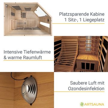 Artsauna Infrarotkabine Kolding Triplex-Heizsystem, für 2 Personen, Hemlock-Holz, Ionisator, HiFi-System, LED-Farblicht