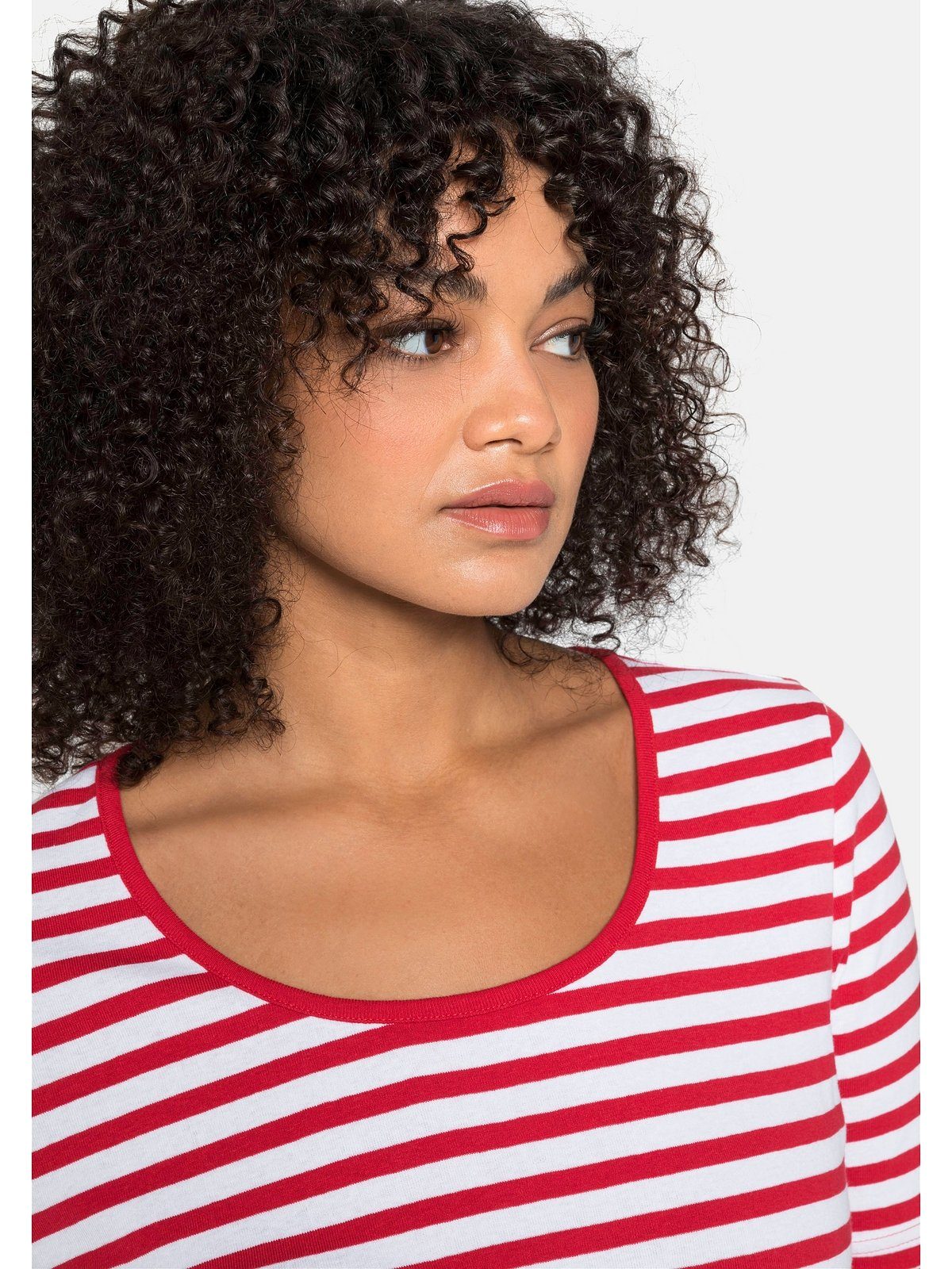 Sheego T-Shirt Große Größen mit garngefärbtem Ringel, aus Rippware