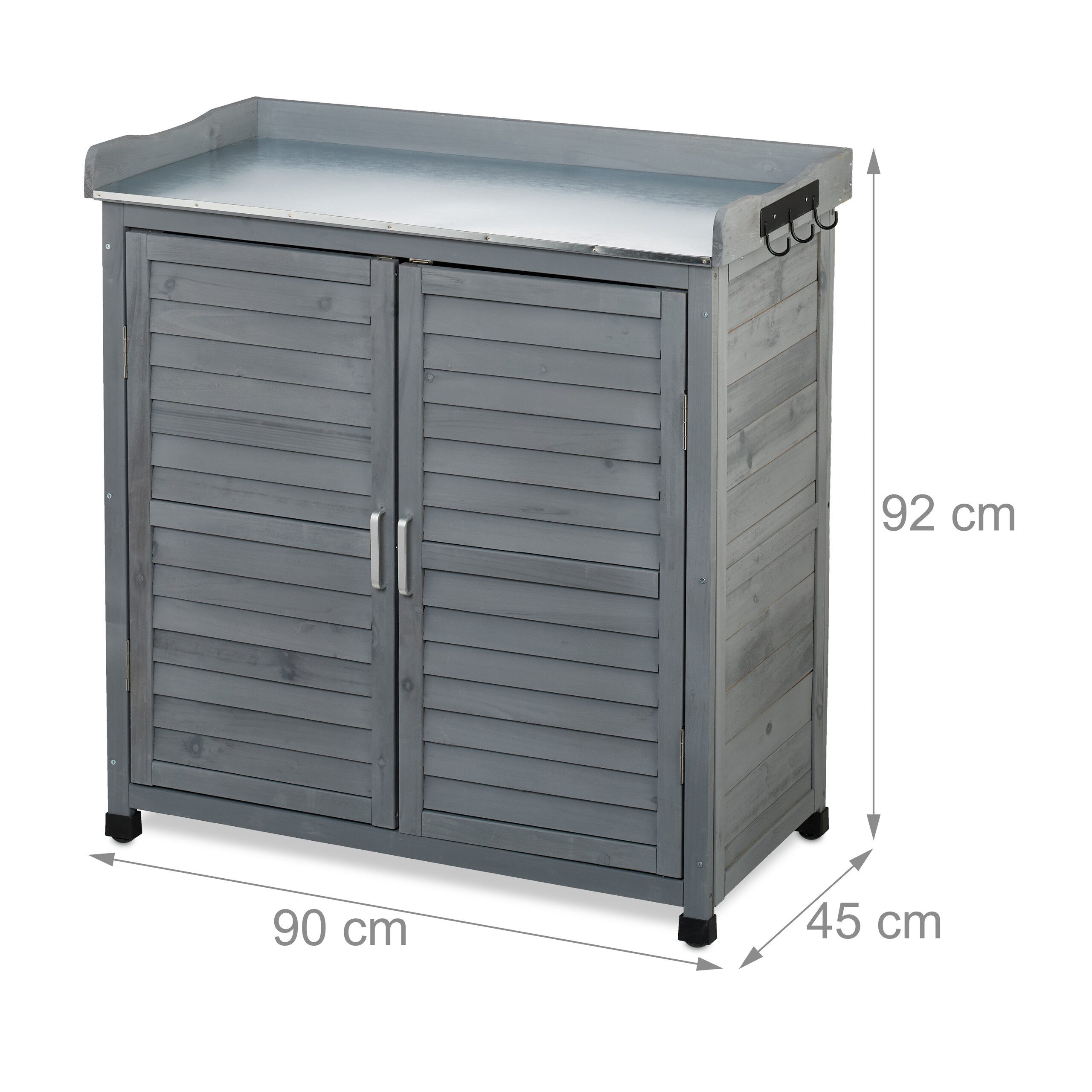 relaxdays Pflanztisch mit Unterschrank, grau