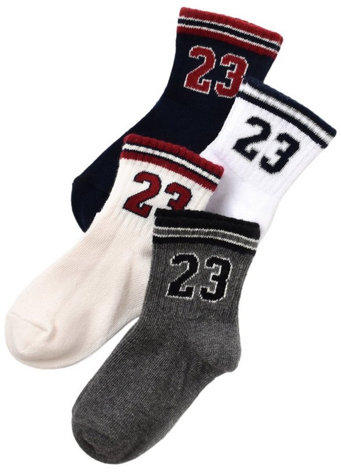 biorganic Socken Baby Kinder Jungen Socken GOTS-zertifiziert 1-8 Jahre  (21-36) Numbers (Set, 4-Paar, 4er-Pack) Design mit der Nummer 23