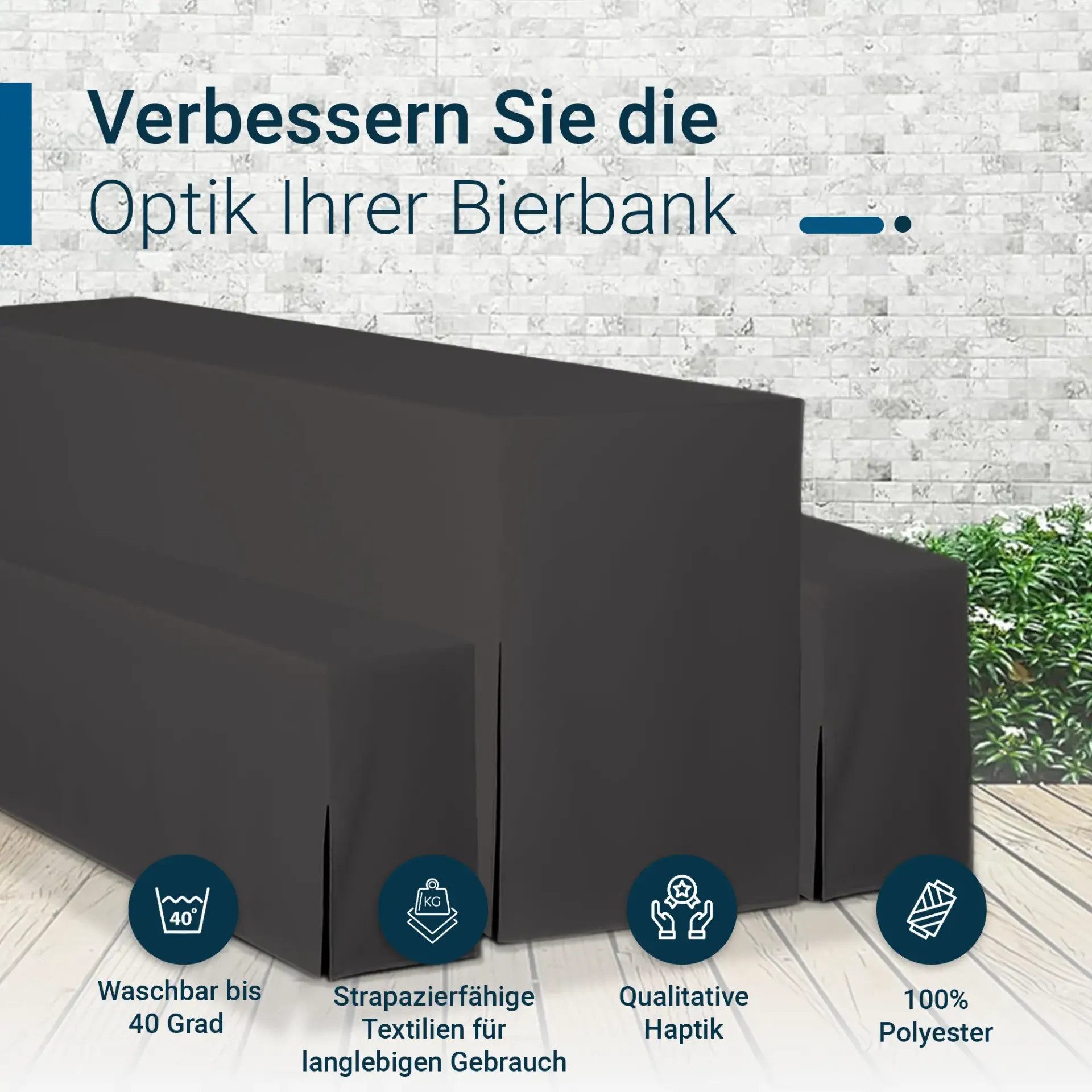 TexDeko Biertischhusse Biertischhussen Premium für Bierzeltgarnituren (nur Tisch), Länge & Breite: Nach Wahl, blickdicht & pflegeleicht