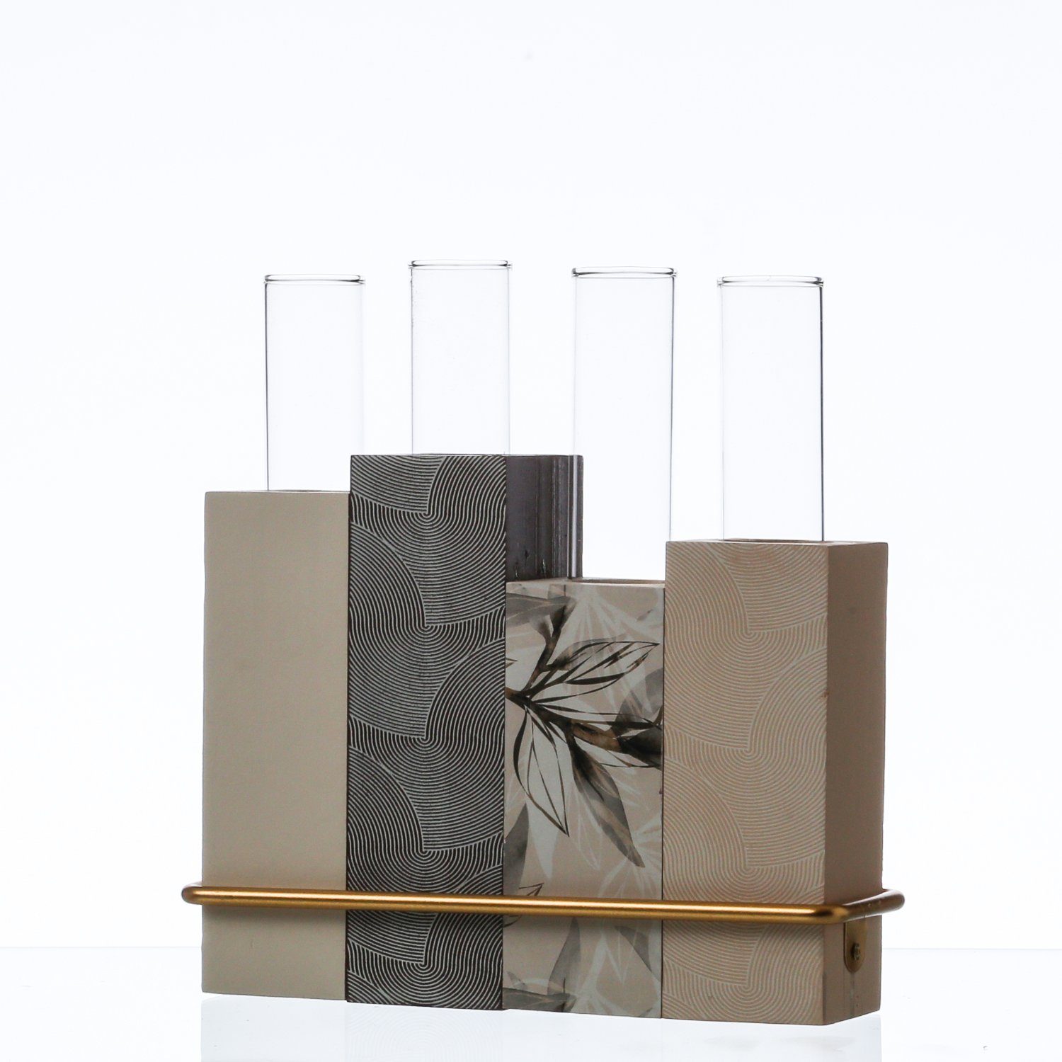 MARELIDA Dekovase Deko 18cm Vase Reagenzglas Blumenvase H: Glasröhrchen St) (1 Tischvase creme