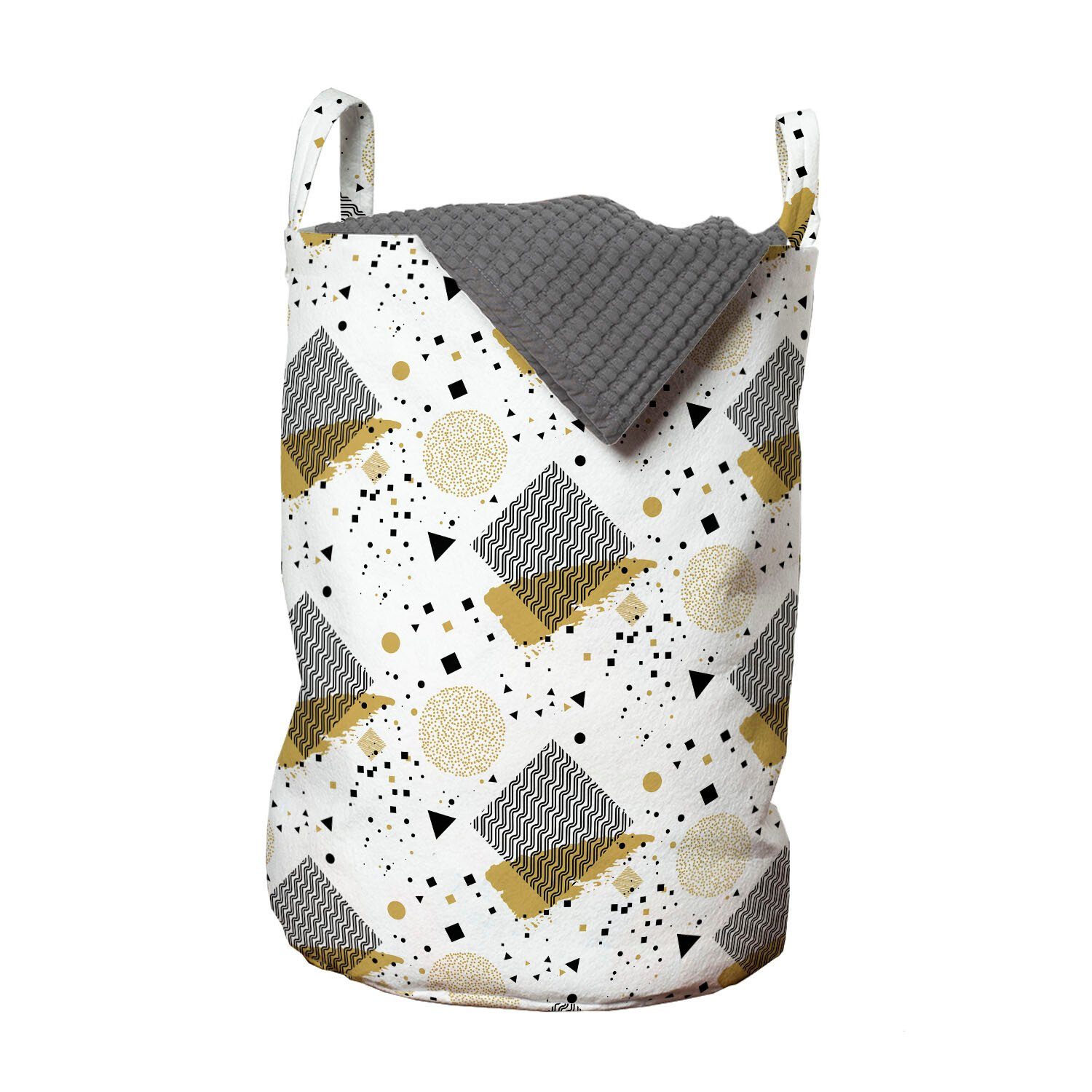 Abakuhaus Wäschesäckchen Wäschekorb mit Griffen Kordelzugverschluss für Waschsalons, Abstrakt geometrische Anordnung