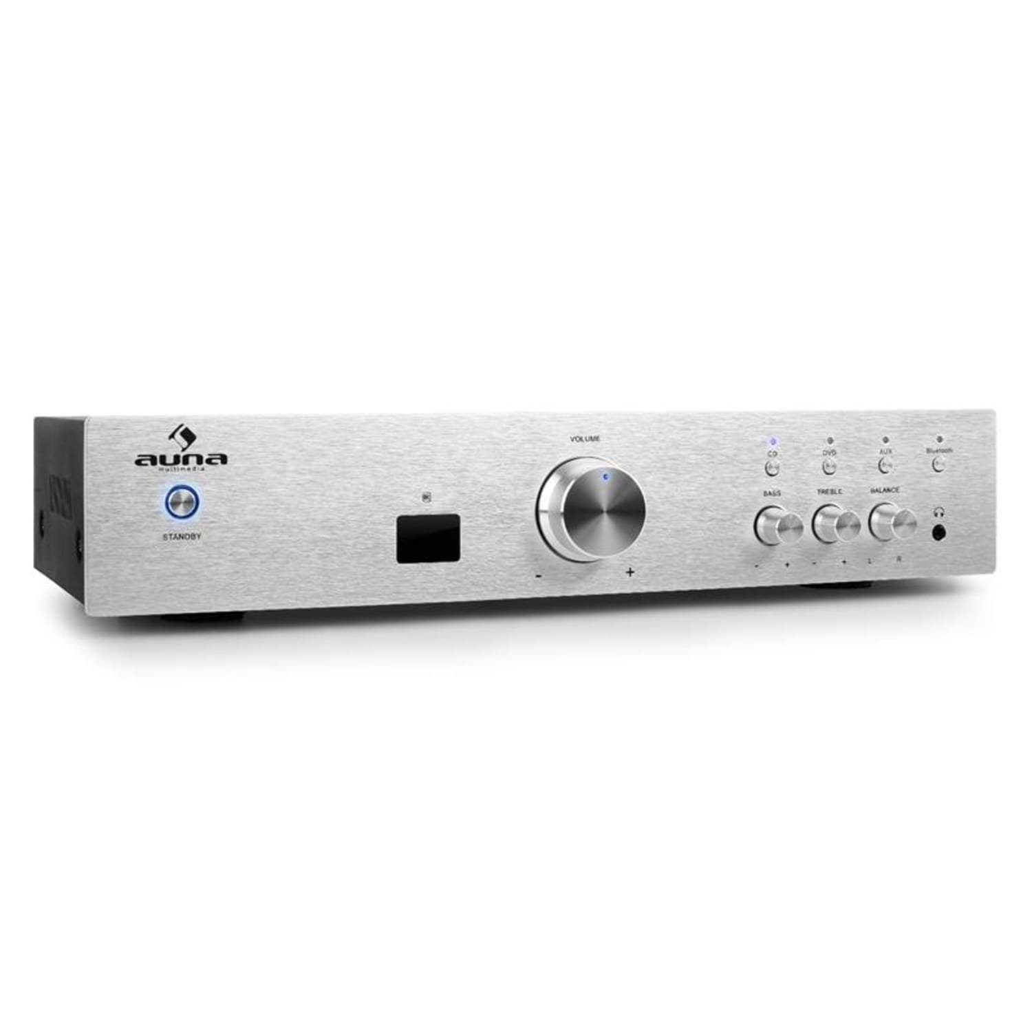 Auna AV2-CD508BT Audioverstärker W) AUX-Quellen, Kanäle: (Anzahl sowie Stereo-Cinch-Line-Eingänge 125 DVD-Player 3 CD-Player, Silber für