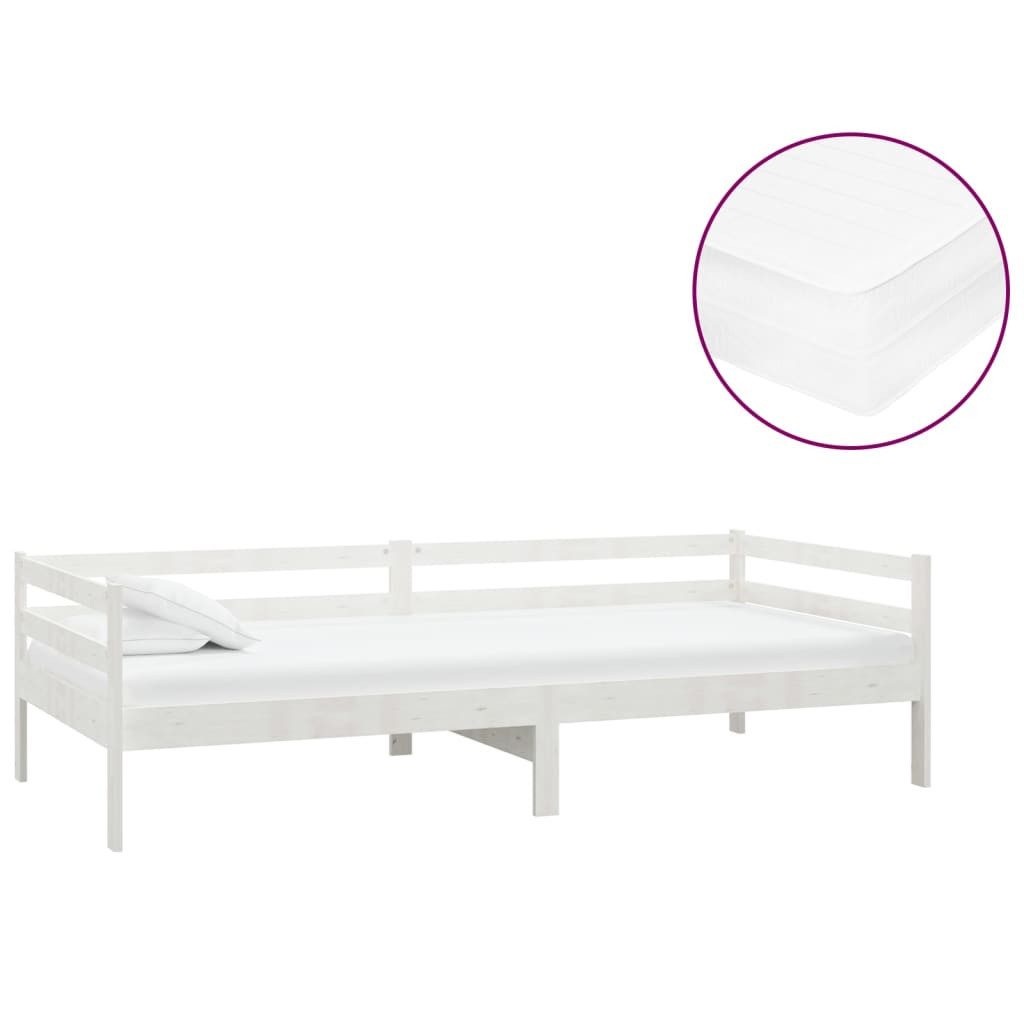 Tagesbett Mit Matratze 90x200 Cm Weiß Kiefer Massivholz günstig online kaufen