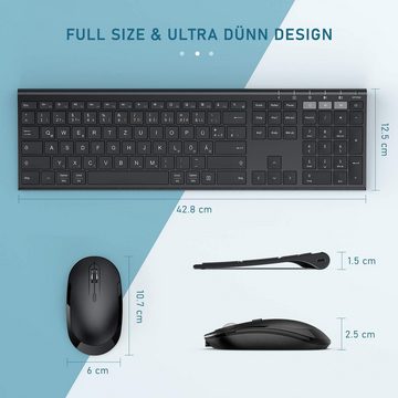 Seenda mit Scherenfußtasten und einstellbarem DPI Tastatur- und Maus-Set, mit Lange Akkulaufzeit, vielseitige Kompatibilität, leises Design