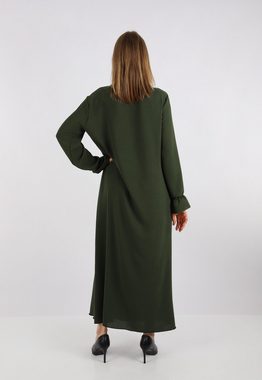 HELLO MISS Sommerkleid Elegantes Langarm Abaya Kleid aus Jazz Stoff Sommerkleid für Damen in Unifarbe