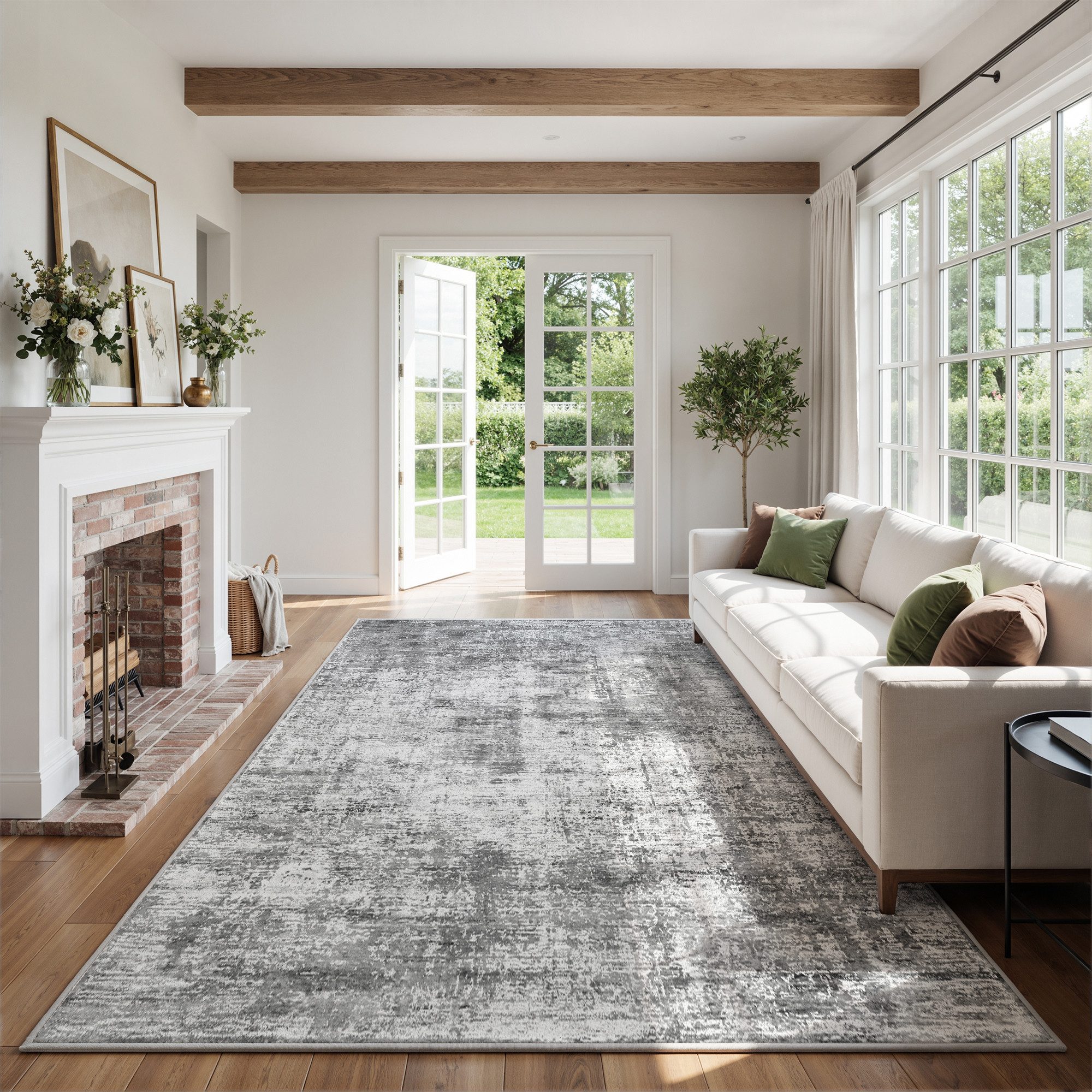 Klyvvo Teppich Boho Abstrakt Teppich, Kurzflor weich, rutschfest & waschbar, Rechteckig, Höhe: 8.5 mm, 60x90 cm – Kleine Fußmatte für Eingangsbereich, Küche, Badezimmer