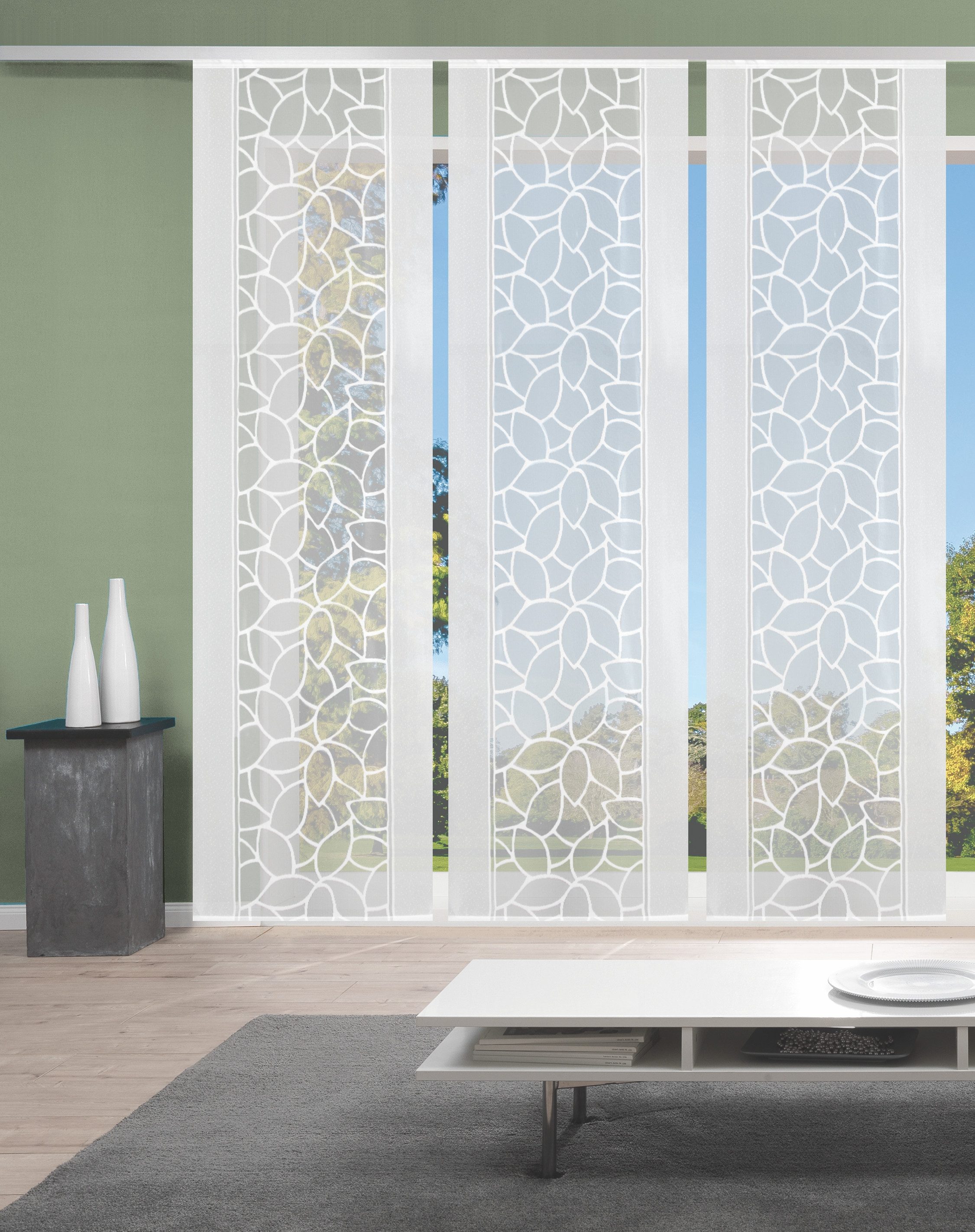 HOME WOHNIDEEN Schiebegardine JENNA (3 St), Klettband, halbtransparent, Sch günstig online kaufen