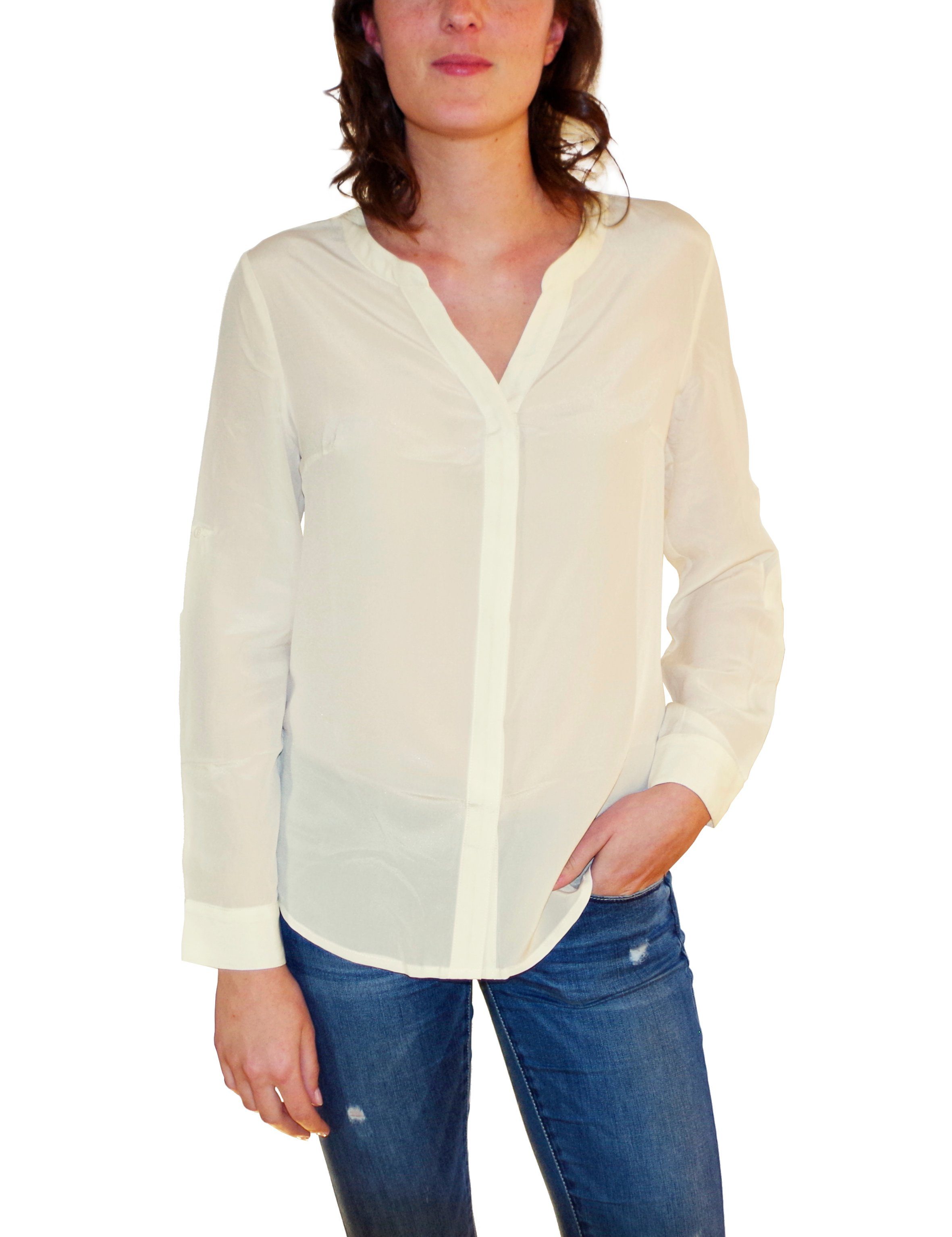 Posh Gear Seidenbluse Damen Bluse Camicetta aus 100% Seide beige