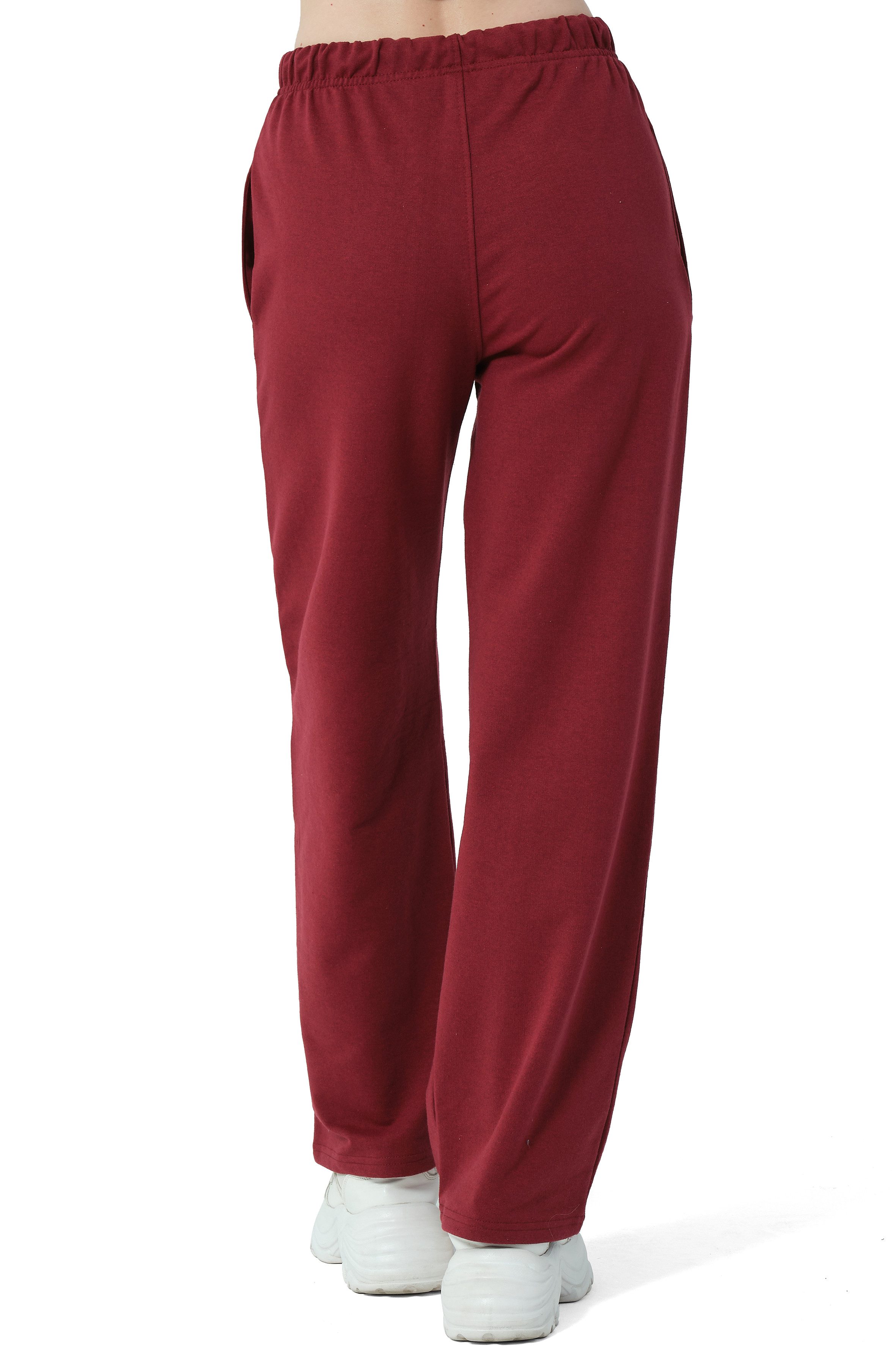 R-CAMP Sweathose Jogginghose Damen Lang Weite Sporthose Weites Bein Baumwolle Bequeme Wide Leg