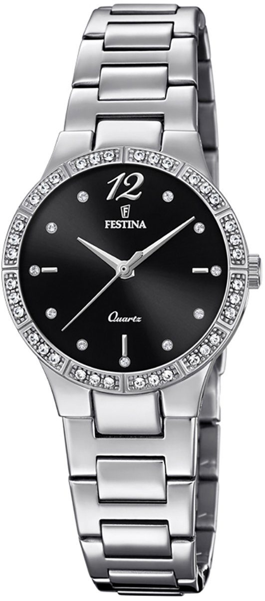 Festina Quarzuhr Festina Damen Uhr F20240/2 Edelstahl, Damen Armbanduhr rund, Edelstahlarmband silber