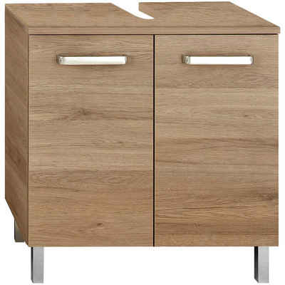 Lomadox Waschbeckenunterschrank OSTENDE-66 Badezimmer Waschtisch- in Sanremo Eiche Terra quer Nb. - : 60/62/33cm